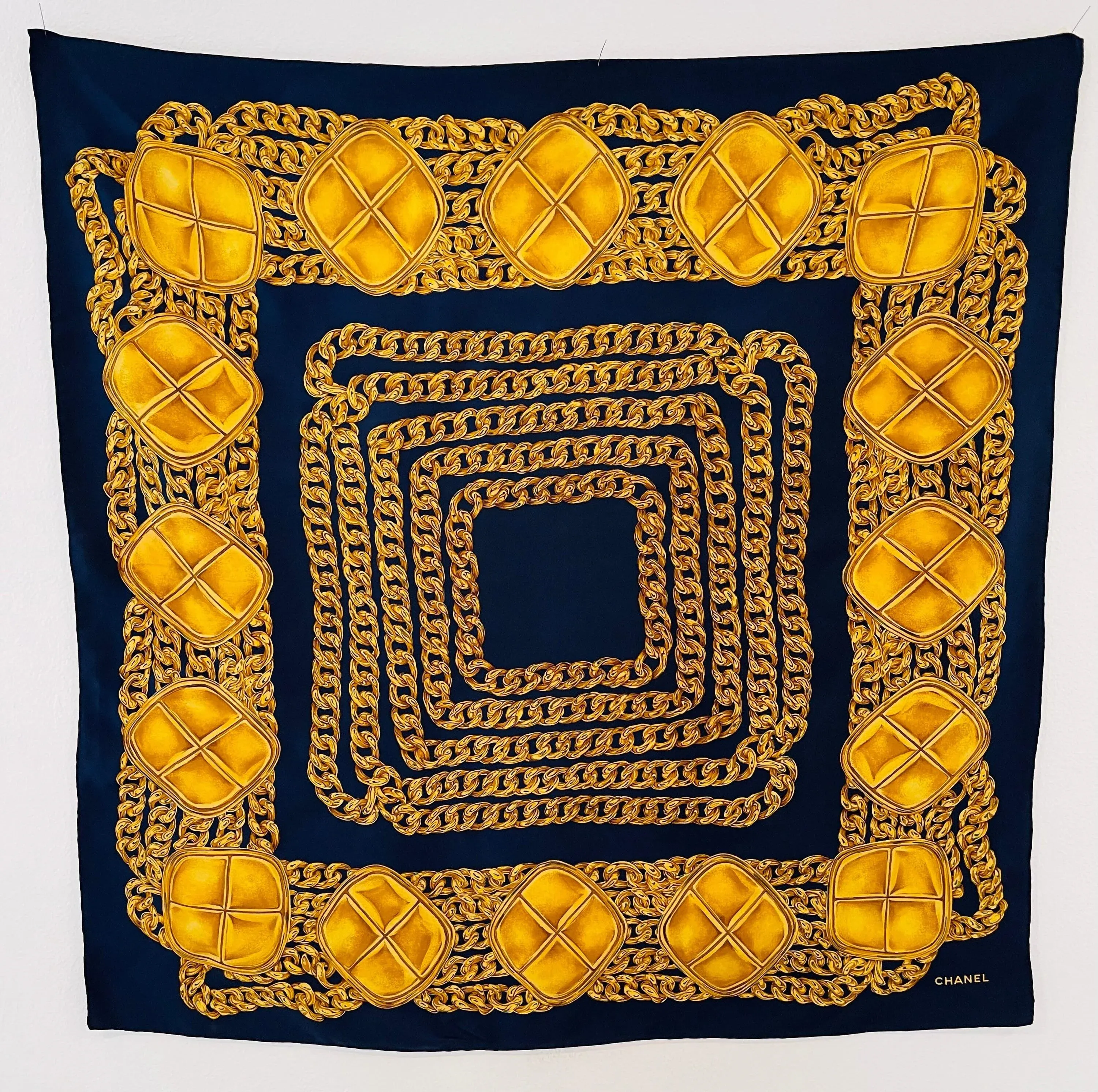 Chanel Scarf Vintage En Soie Bleue 1980 | Chairish