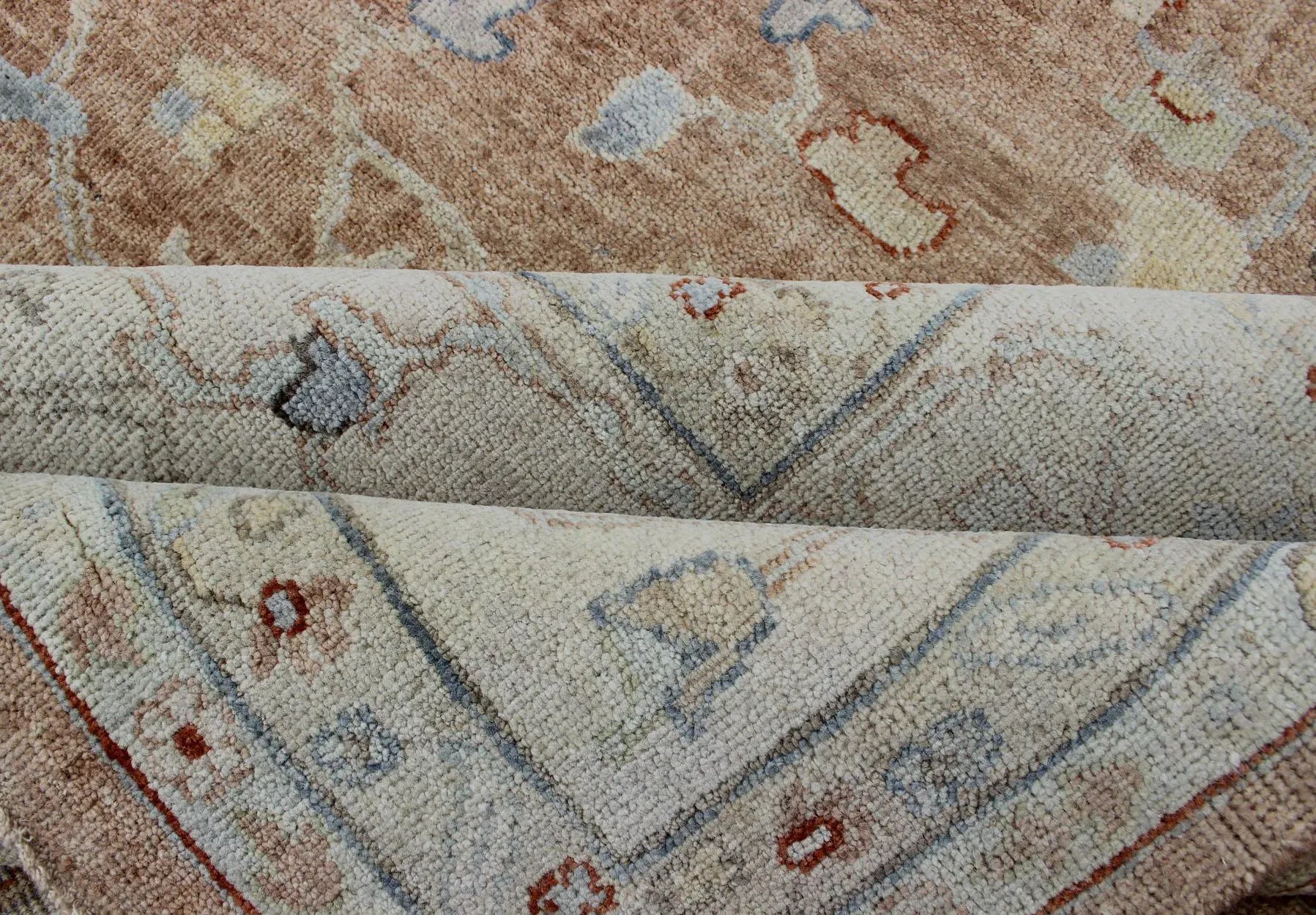 Oversized Hand Knotted Indian Floral Oushak Rug Hand-Knotted in Wool
