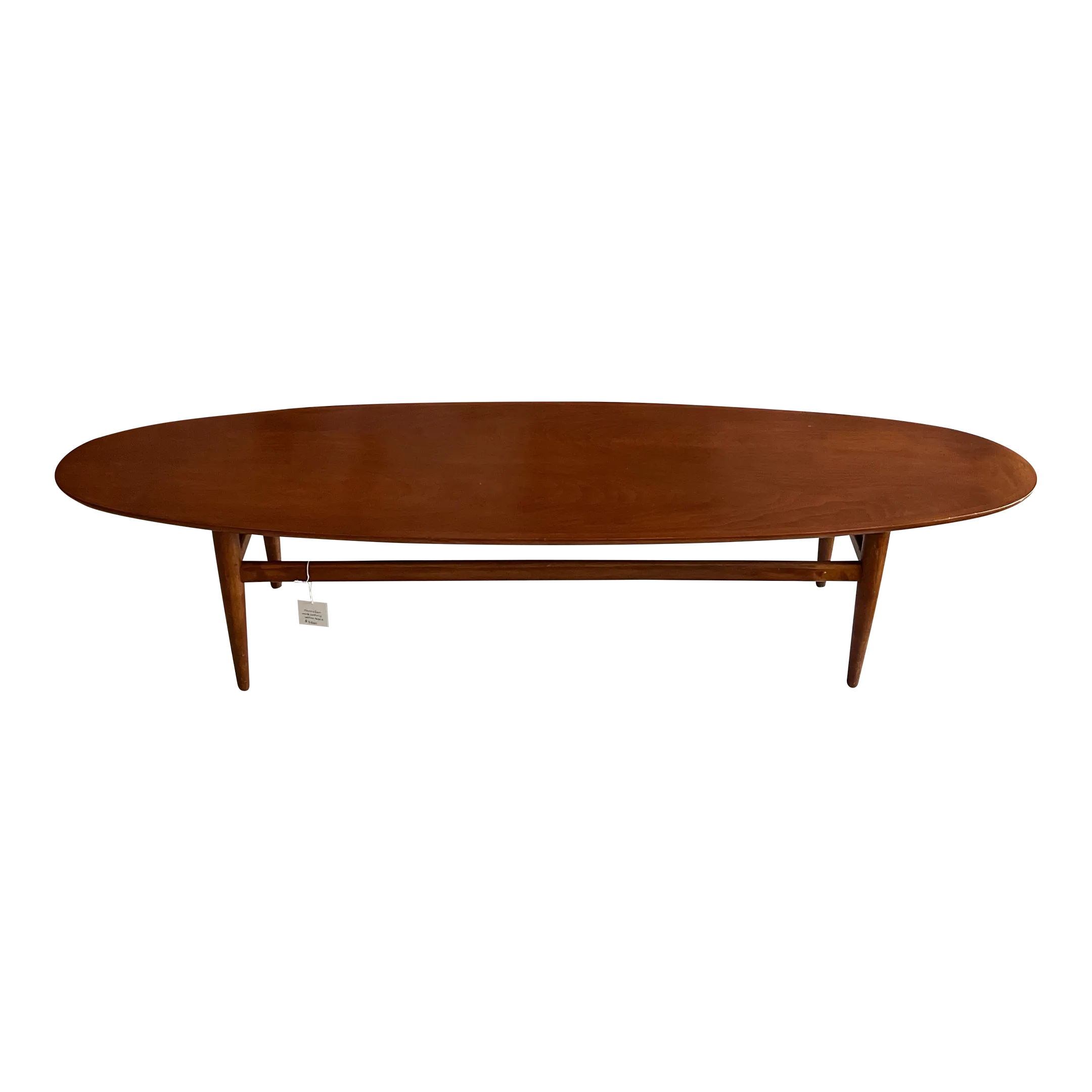 Mid 20th Century Henredon Oval “Surfboard” Coffee Table | Chairish