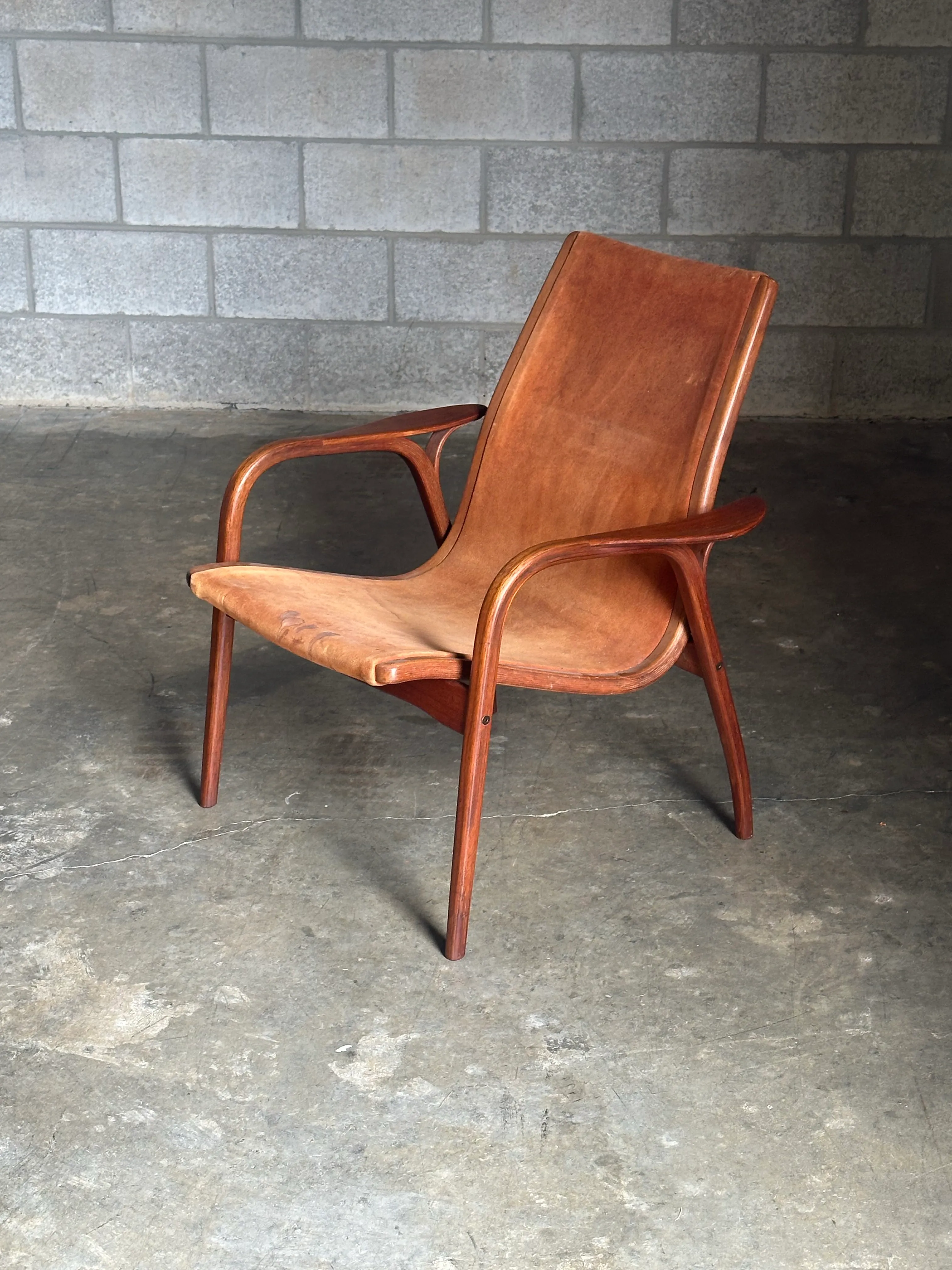 1960s Yngve Ekström for Swedese Teak and Suede Lounge Chair | Chairish