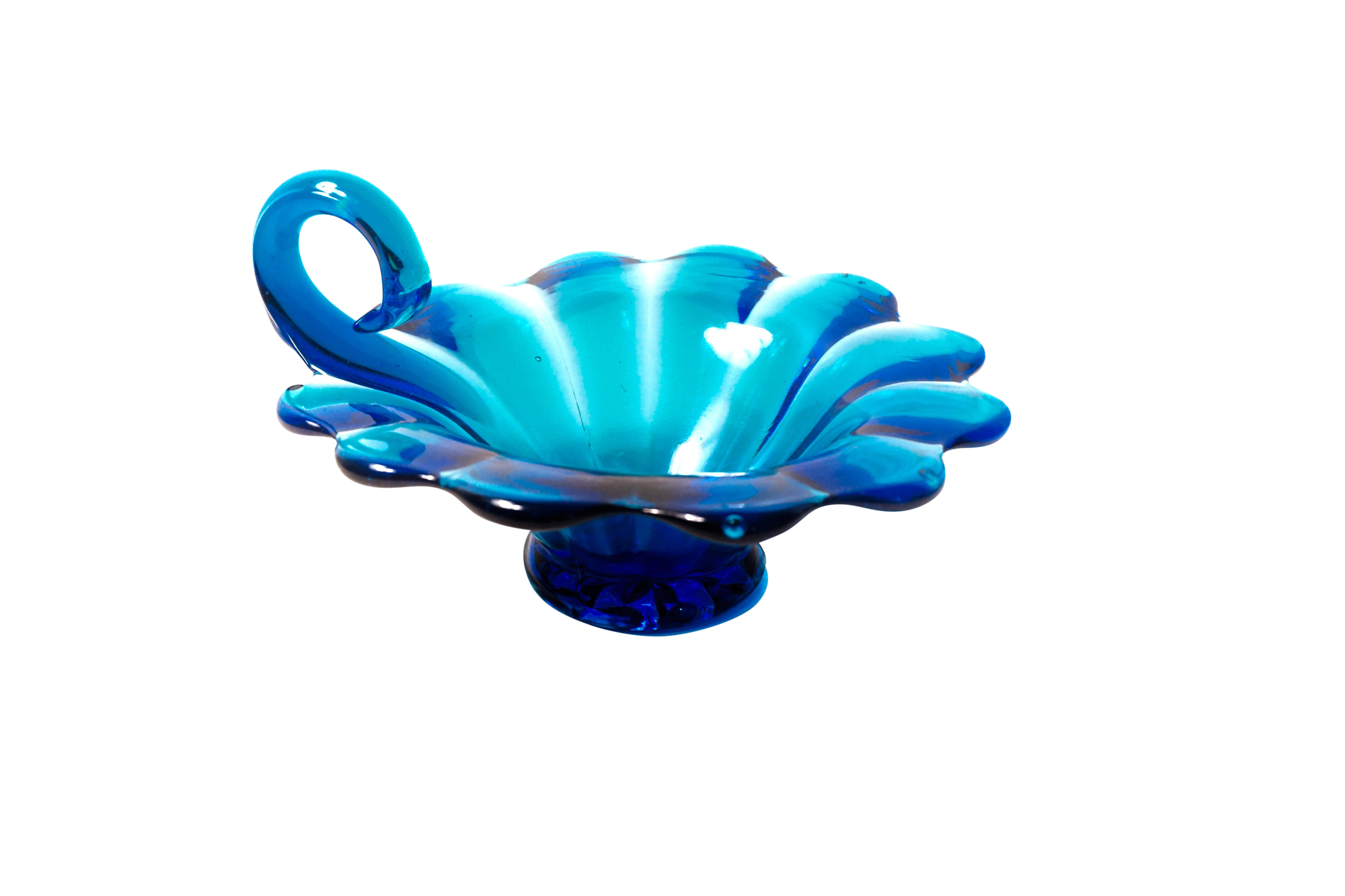 Mid Century Turquoise Glass Nappy Dish Vintage One Handle Candy Dish Catchall Retro Colored Glass Candy Nut Bowl Ring Dish Chairish