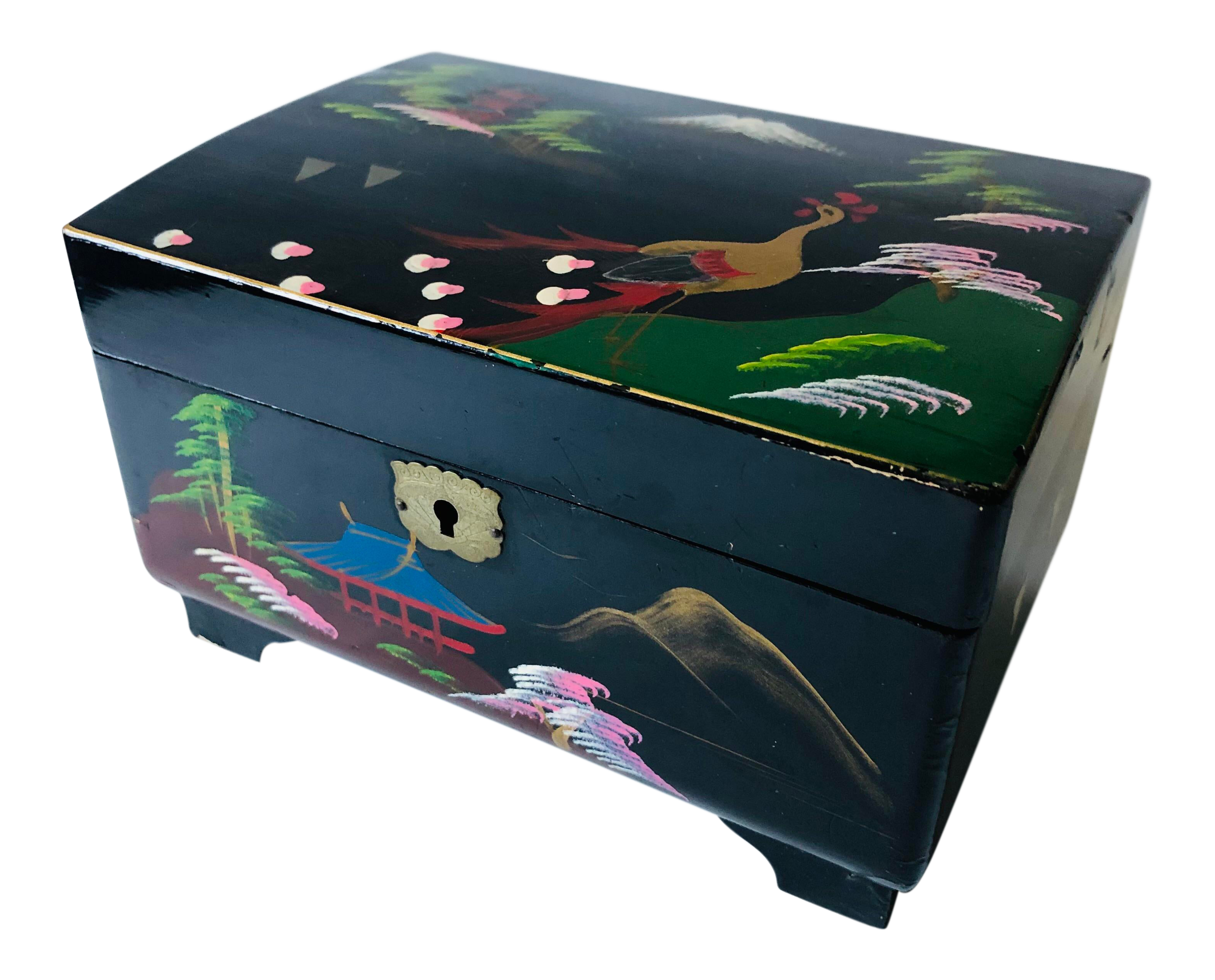 Antique Japanese Hand Painted Box