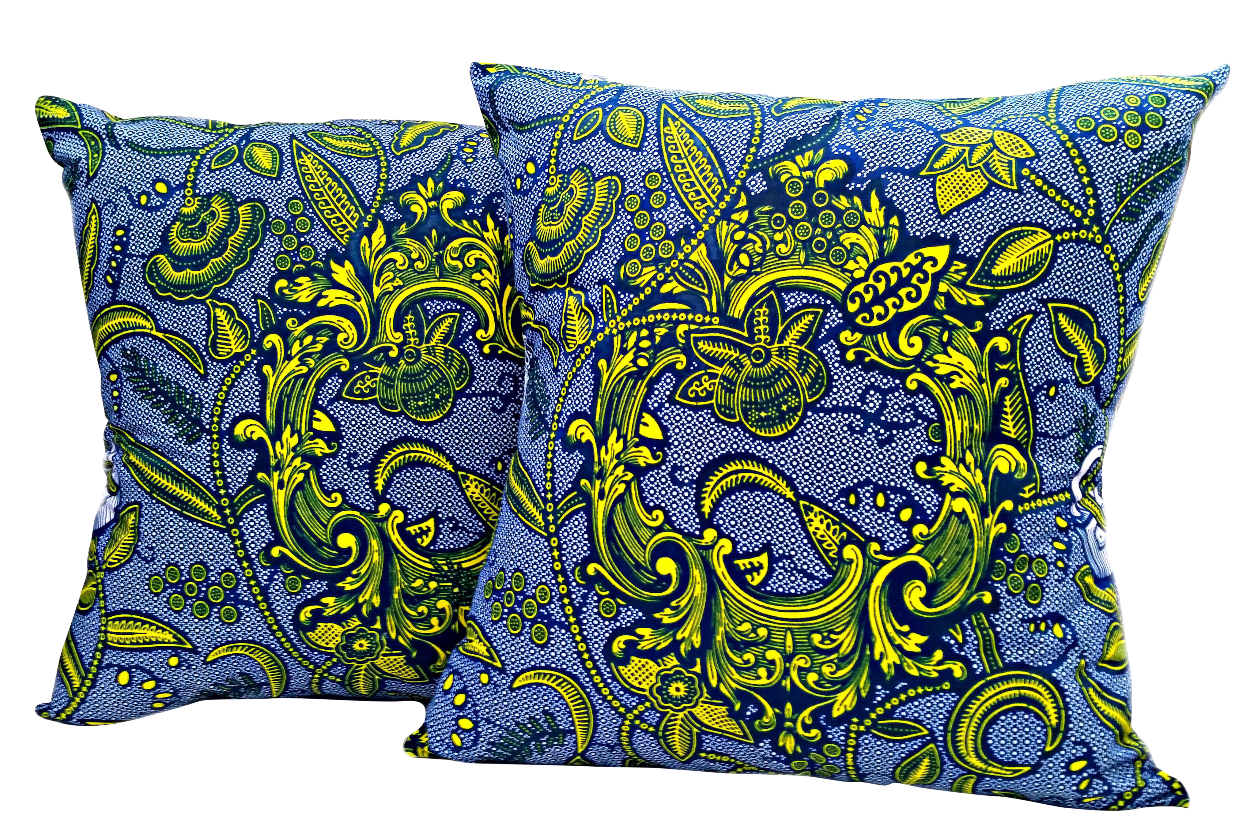 Lock Key Blue African Print Fabric Pillow Covers A Pair Chairish