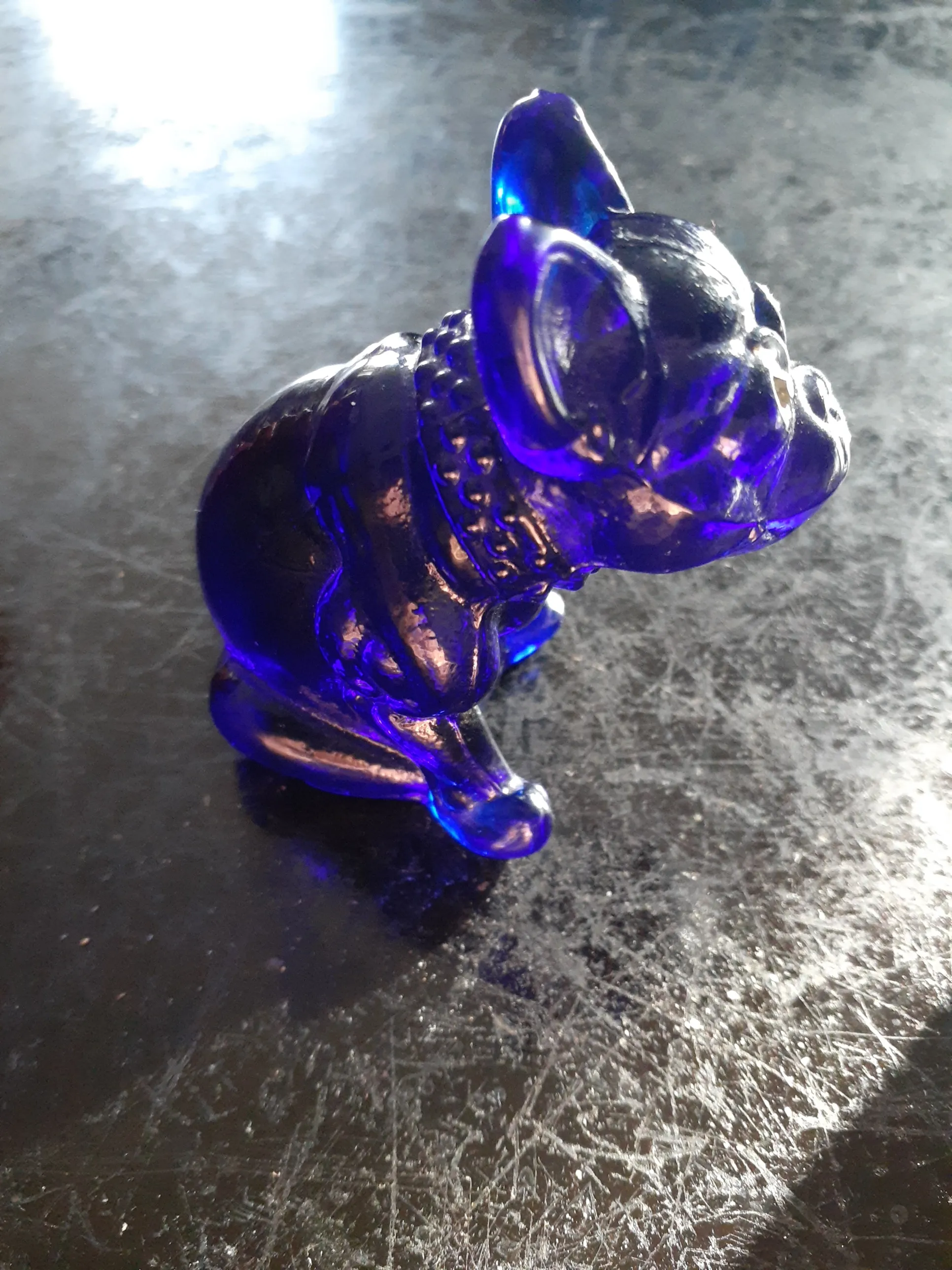 Vintage Westmoreland Cobalt Blue Bulldog Figurine | Chairish