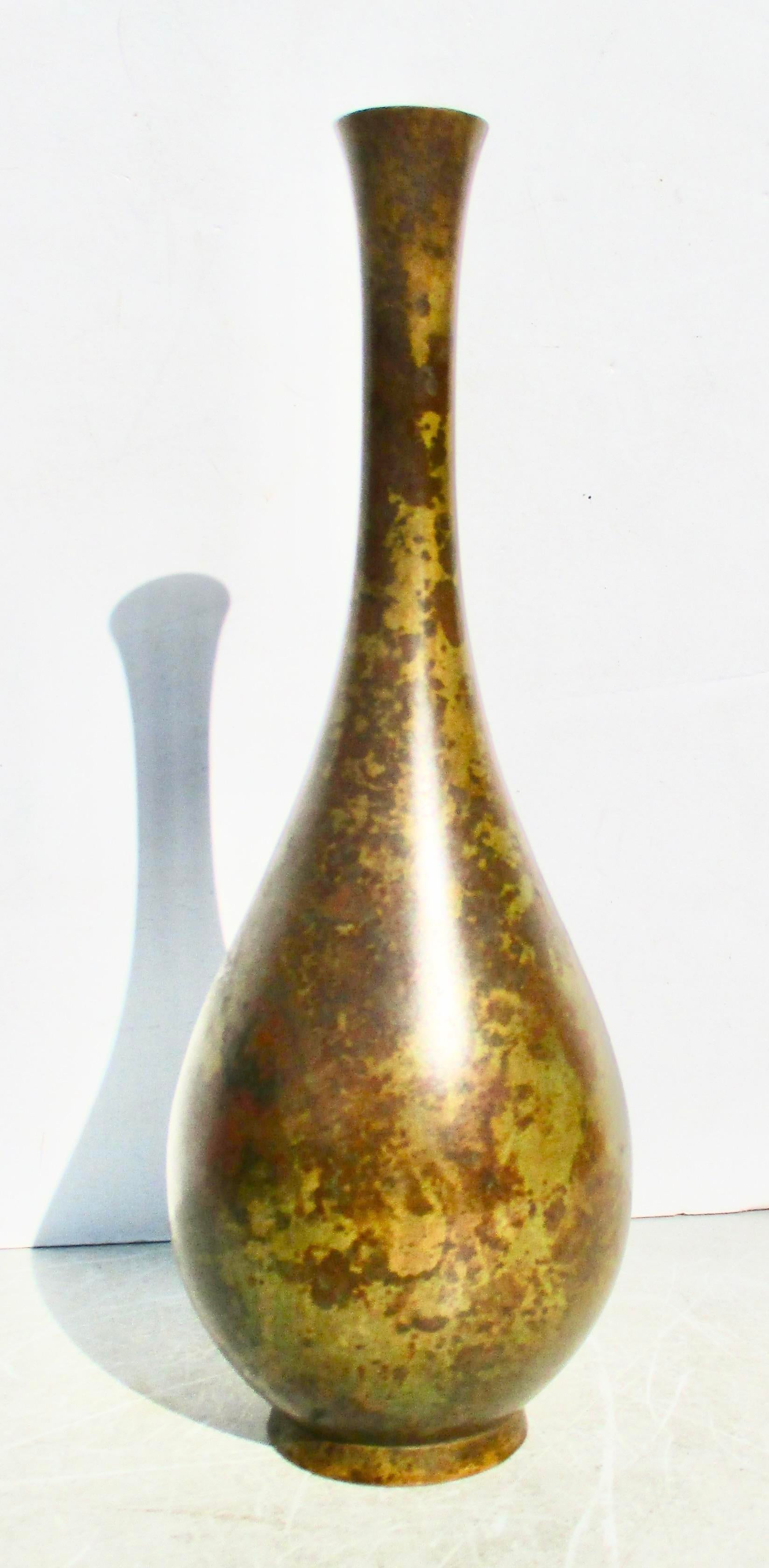 Mid-Century SSKK Japanese Bronze Vase Ghost Marked | Chairish
