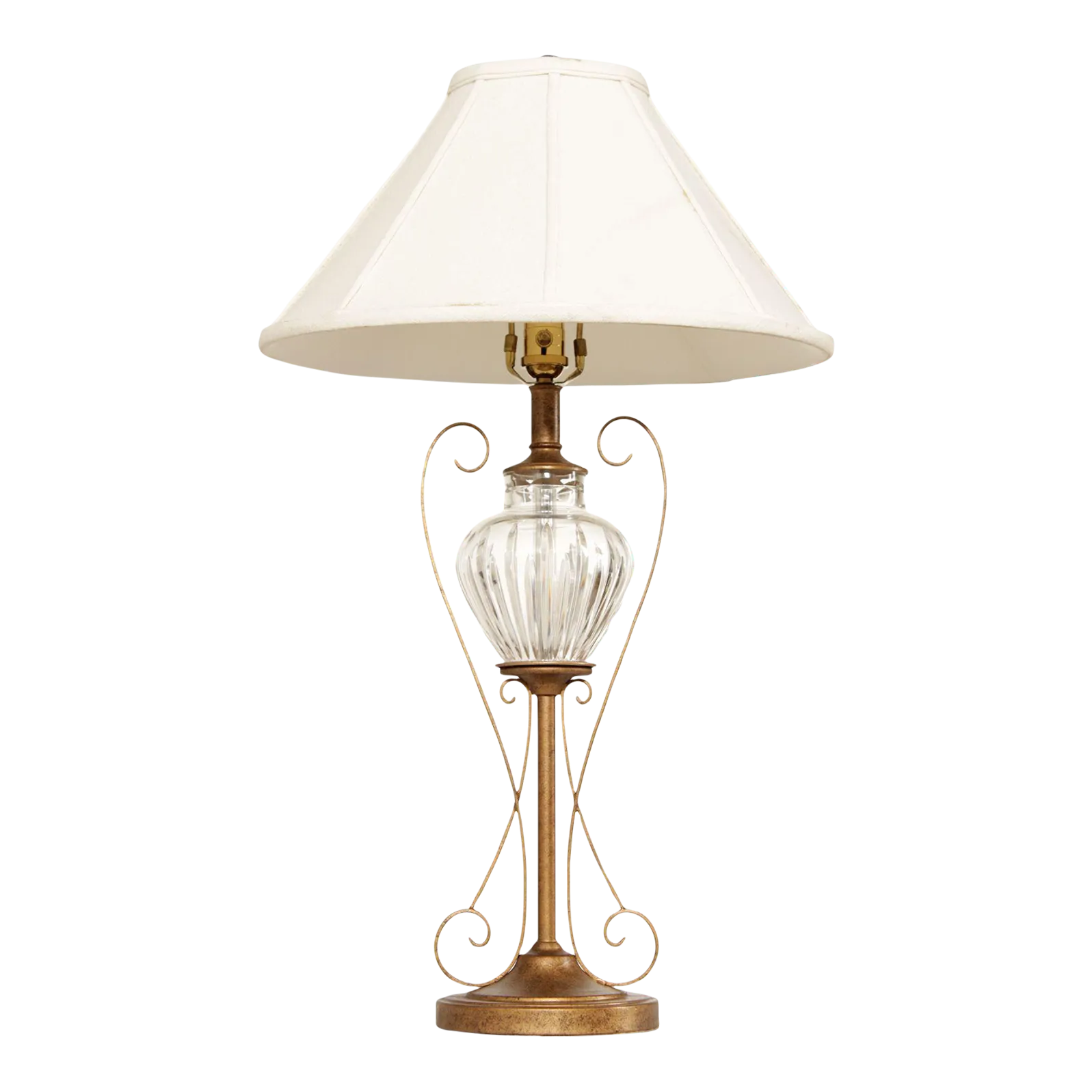 Waterford Cut Crystal Table Lamp with Silk Shade Chairish