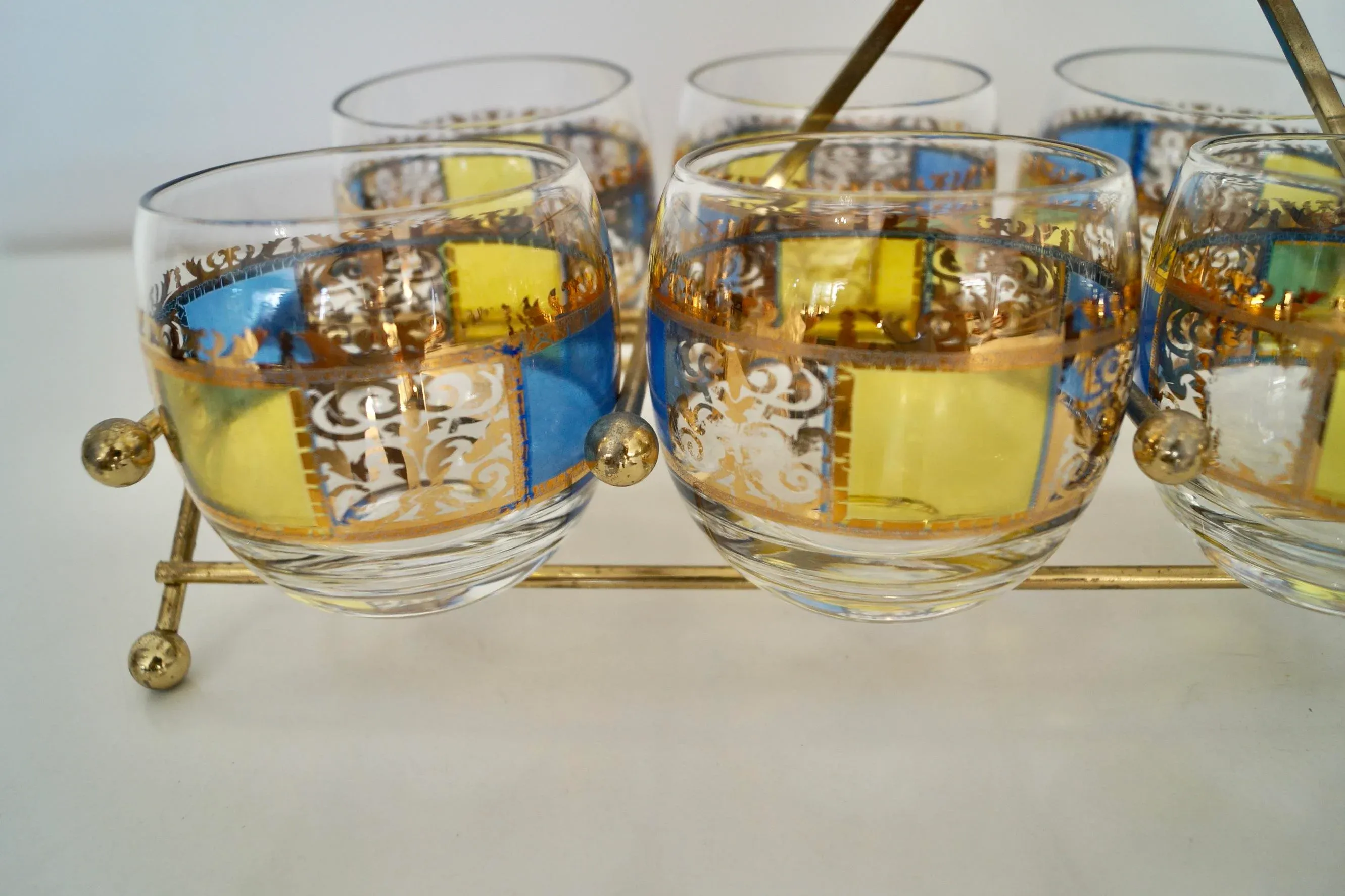 1950\'s Mid-Century Modern Brass Barware Caddy Set