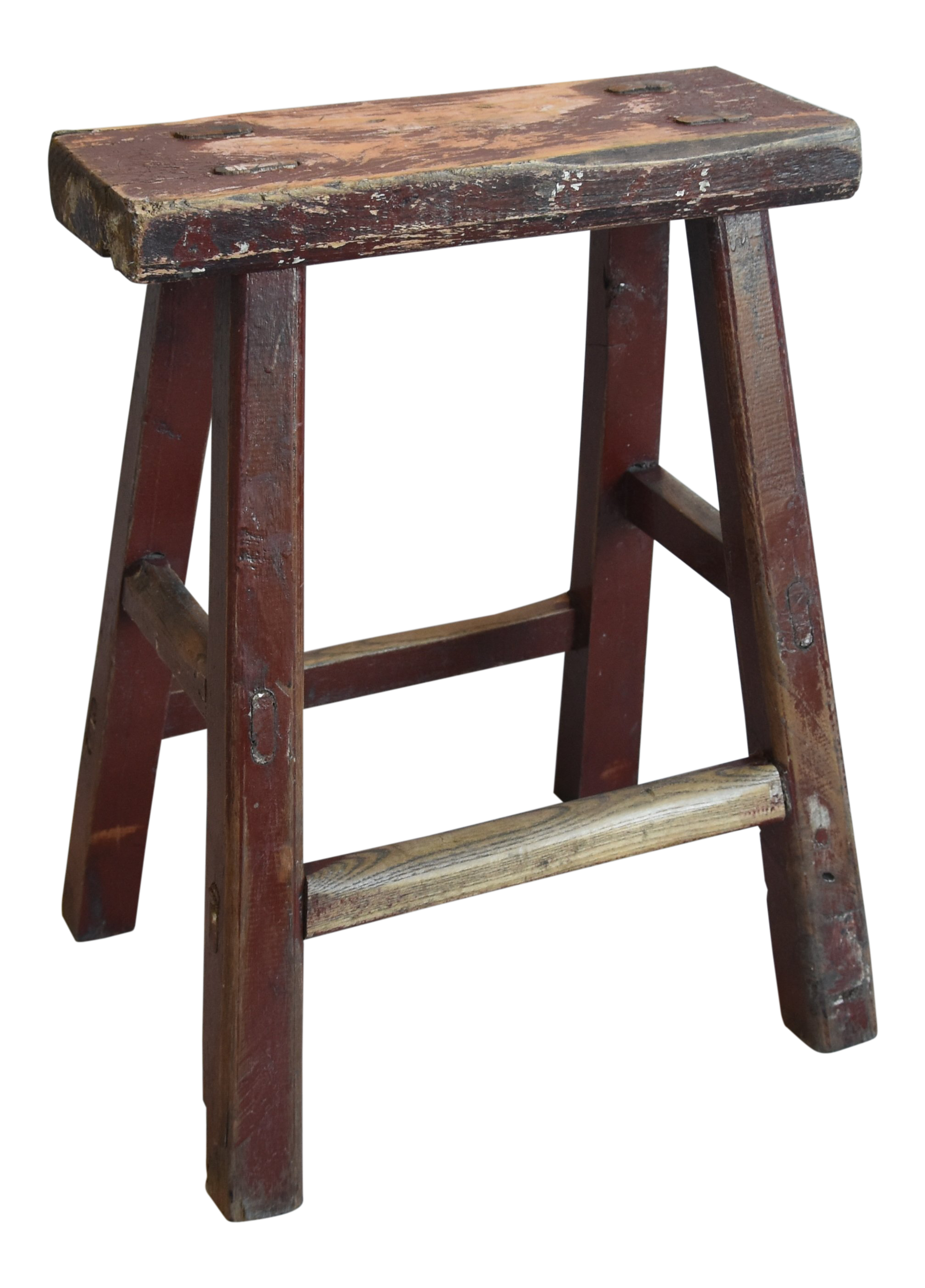 French Farmhouse Primitive Handmade Elm Stool Bench Chairish