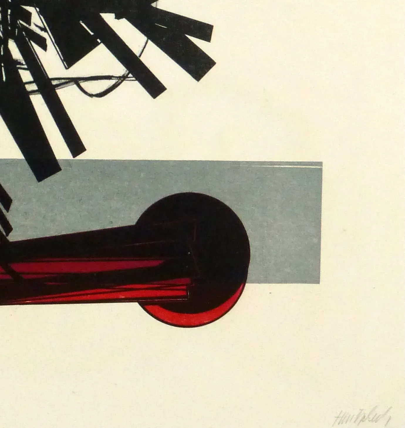 Hintschuts, Vintage Red, Black, and Gray Lithograph - Geometric Shaped Abstract