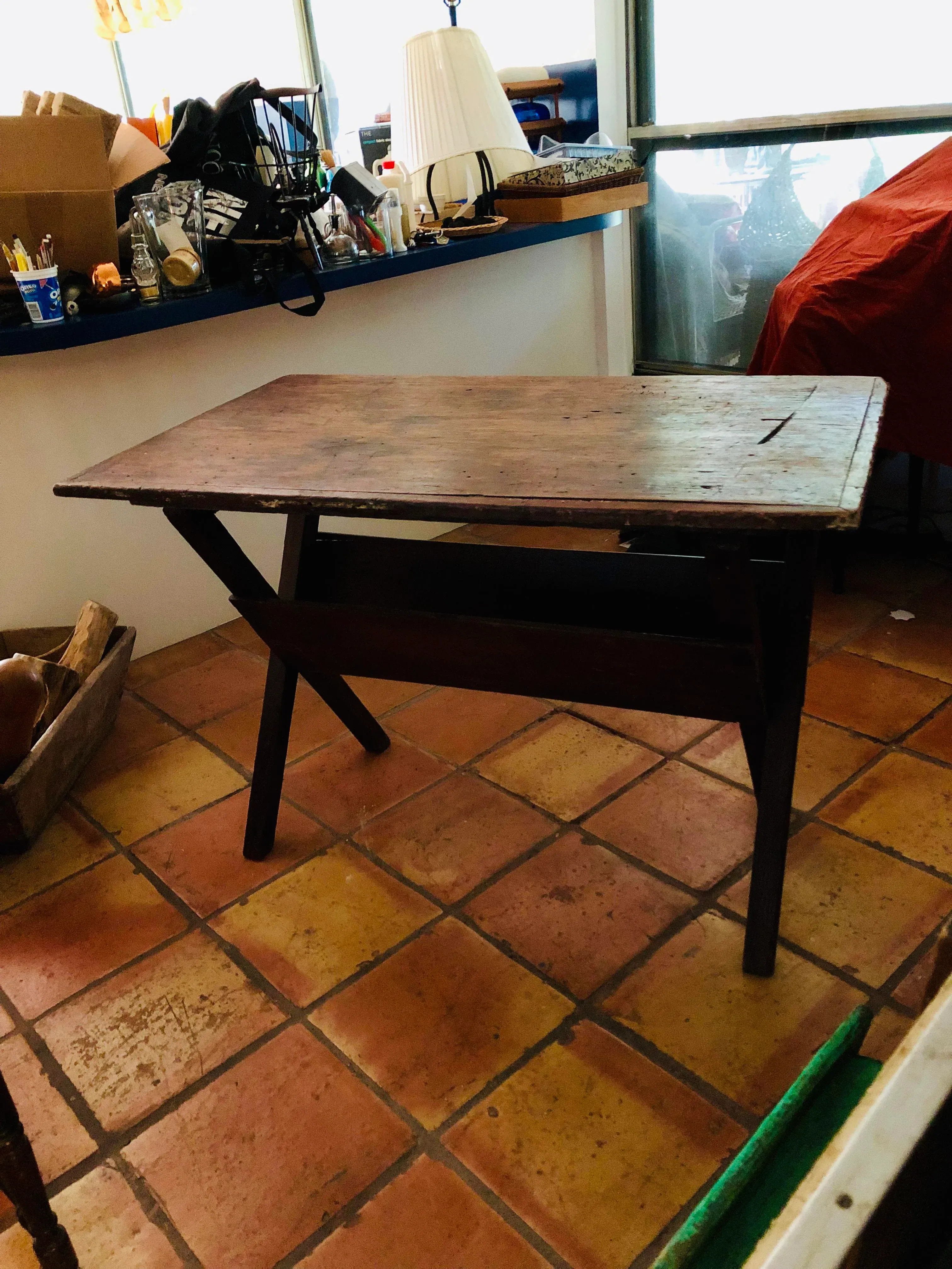 Antique Primitive Folding Sawbuck Work Table | Chairish