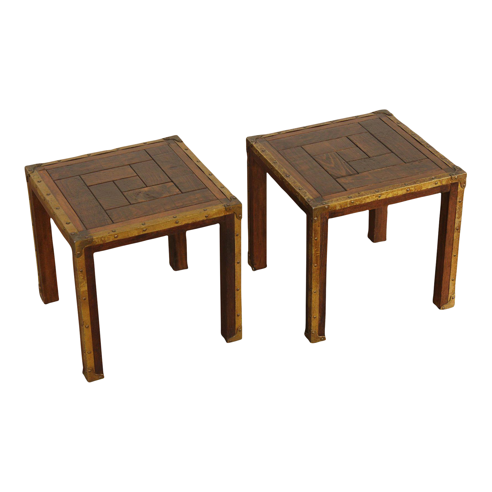 Mid 20th Century Square Campaign Style Side Tables A Pair Chairish