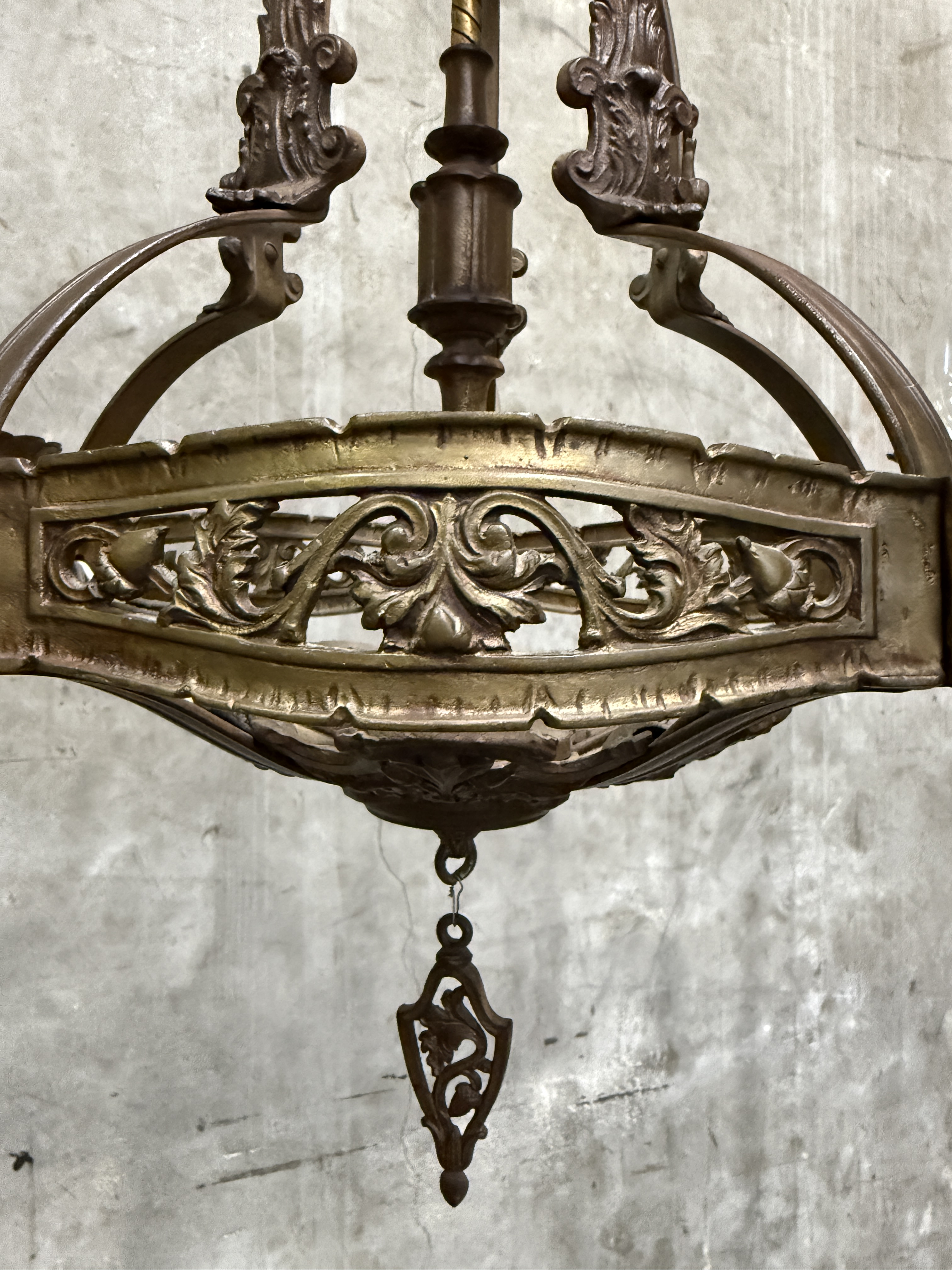 1920s Spanish Revival / Gothic Revival Cast Iron Chandelier – 4  display picture 1