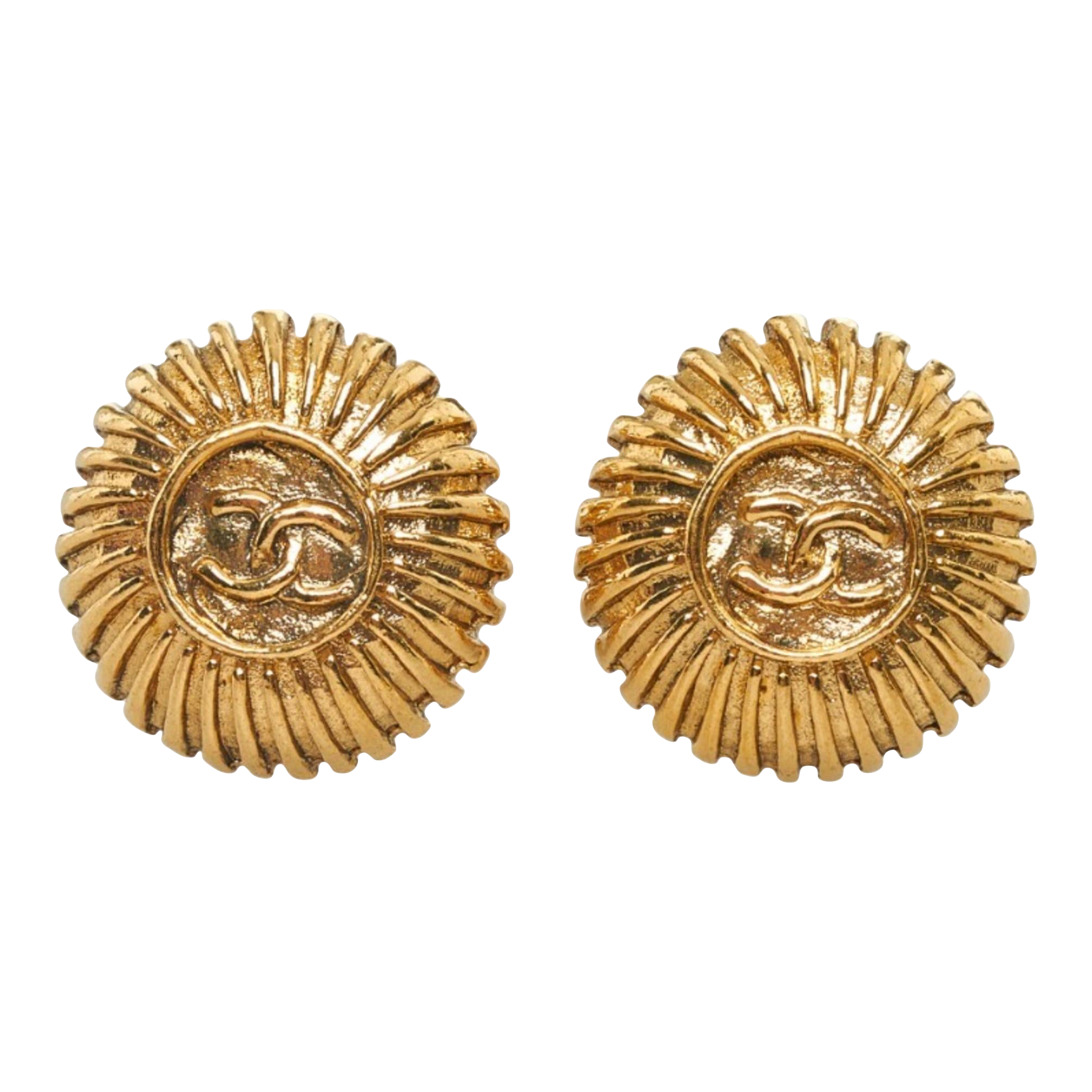 Chanel Coco Mark Round Earrings Gold Plated Ladies 2 Pieces Chairish