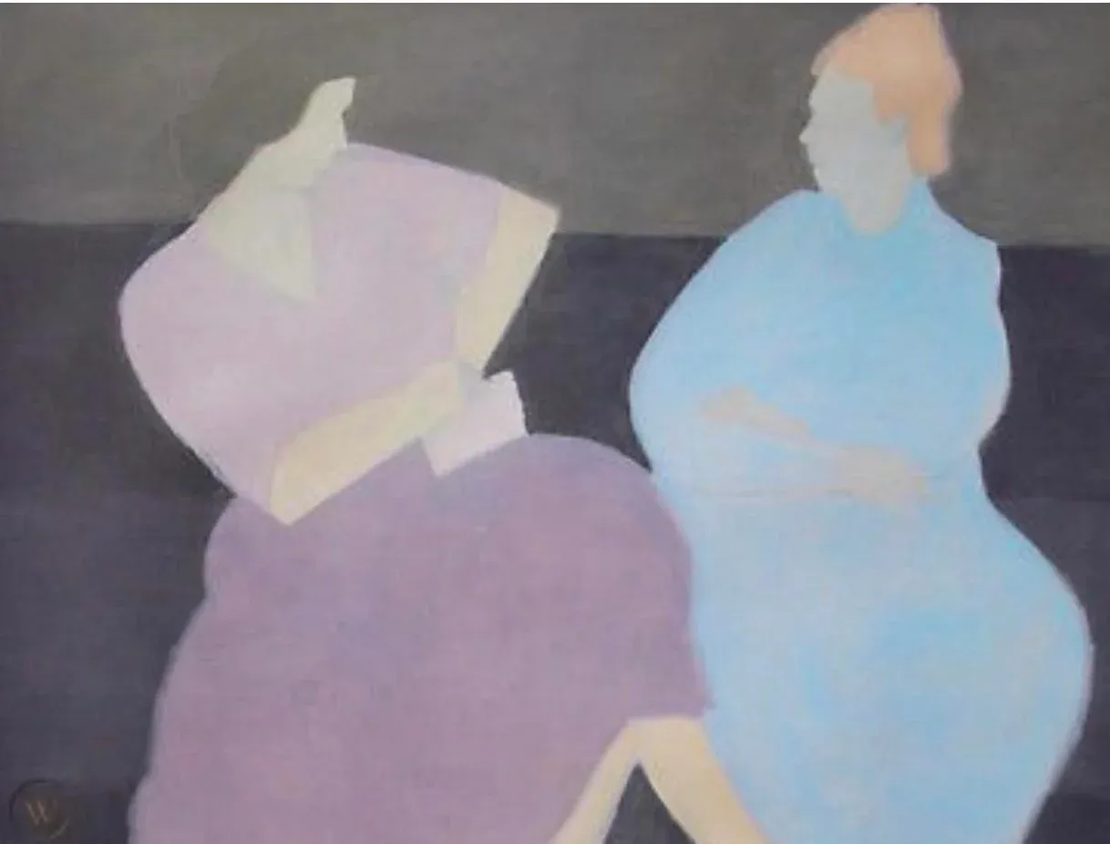 絵画 Conversation with materials 80s Rare Oversized Vintage Original Milton Avery Exhibition