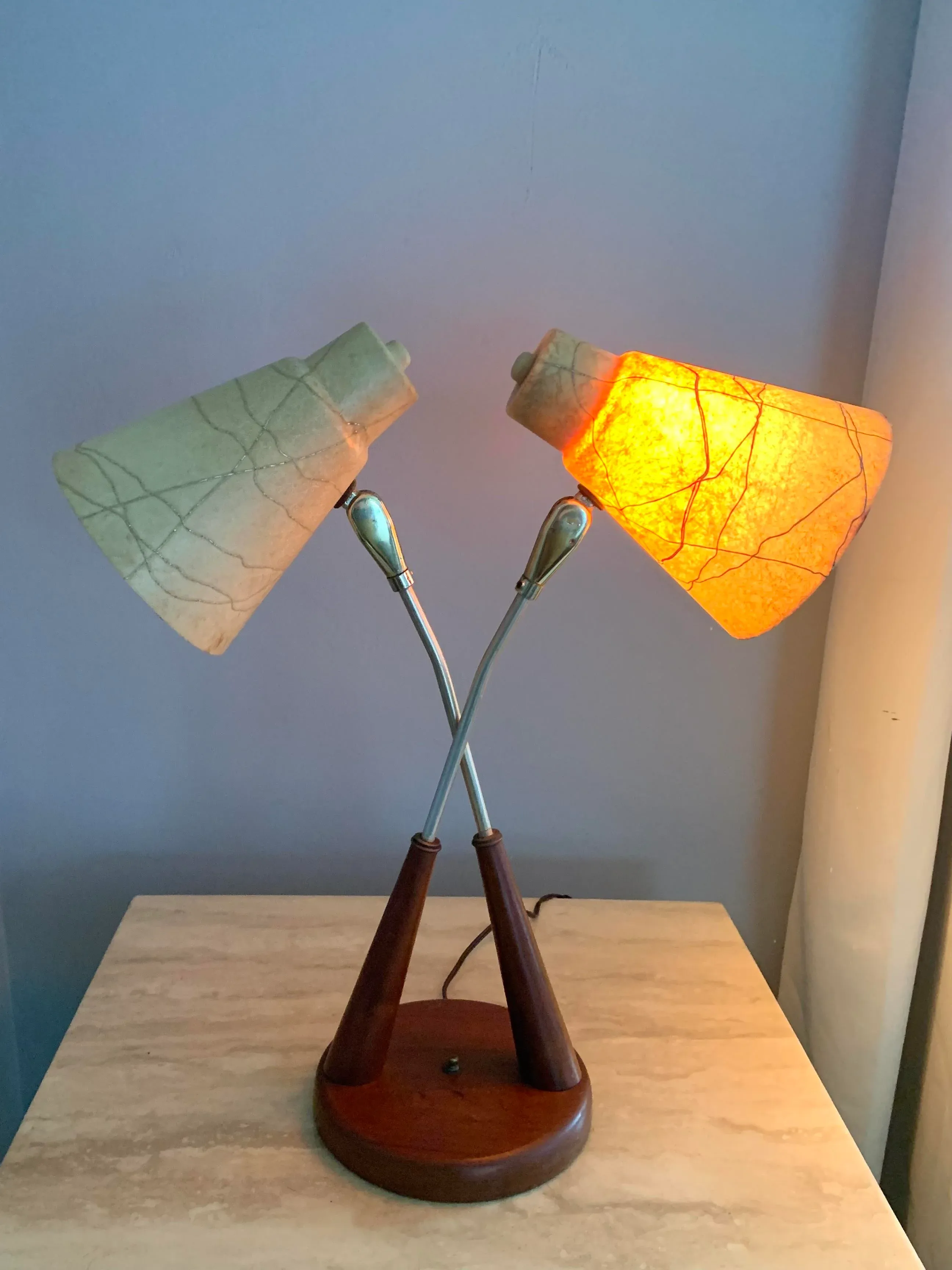その他 1950s Double neck Portable Lamp Gerald Thurston Style Two Headed Table Lamp, Circa 1950s | Chairish