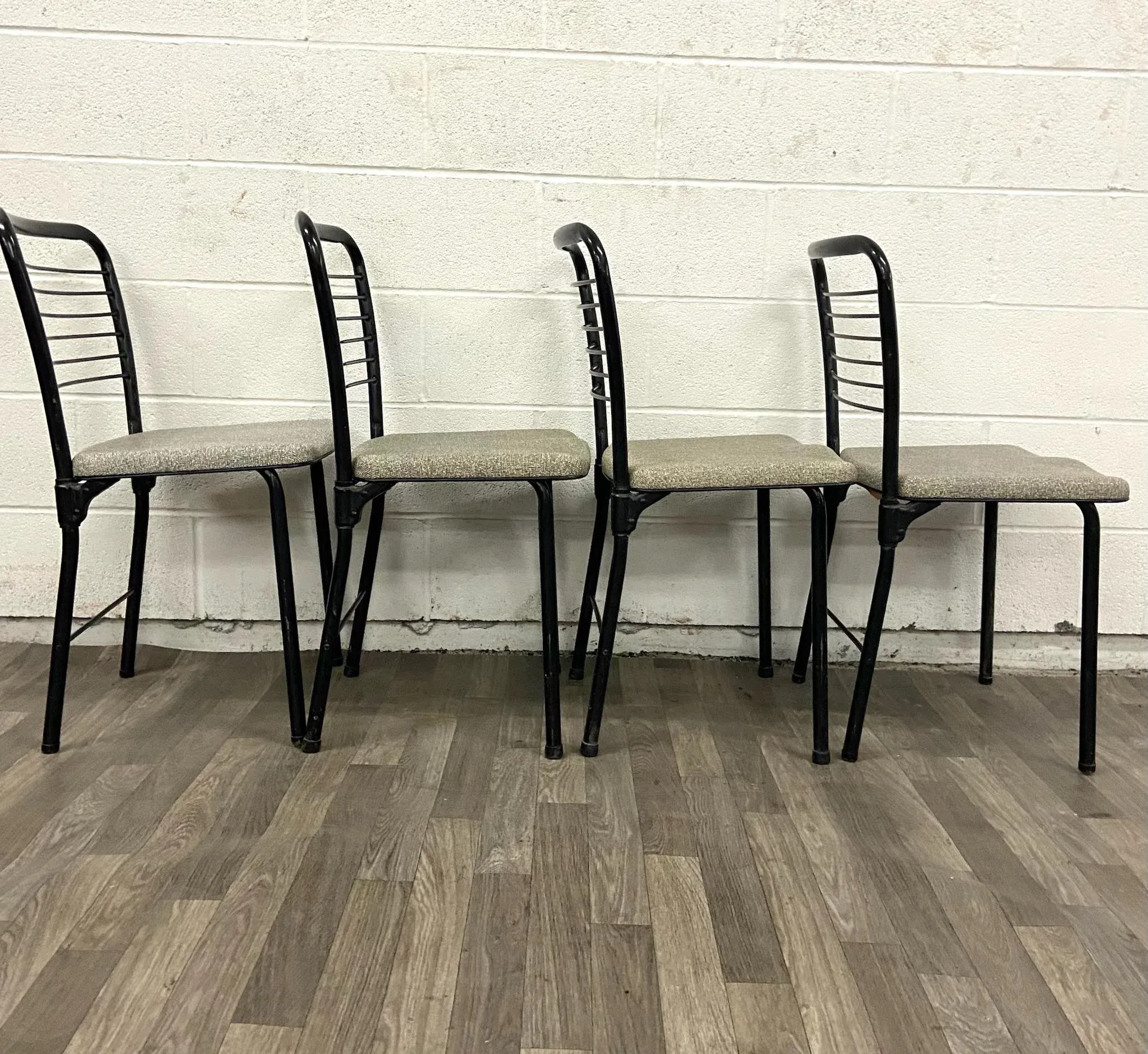 Vintage MCM Gate Leg Static Gray Folding Chairs - Set of 4