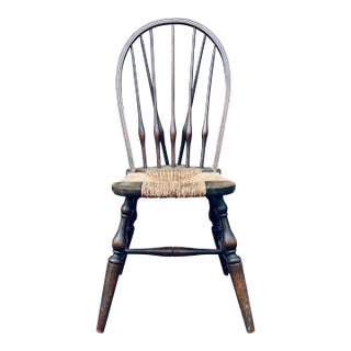 Antique John Wanamaker New York Windsor Chair With Rush Seat