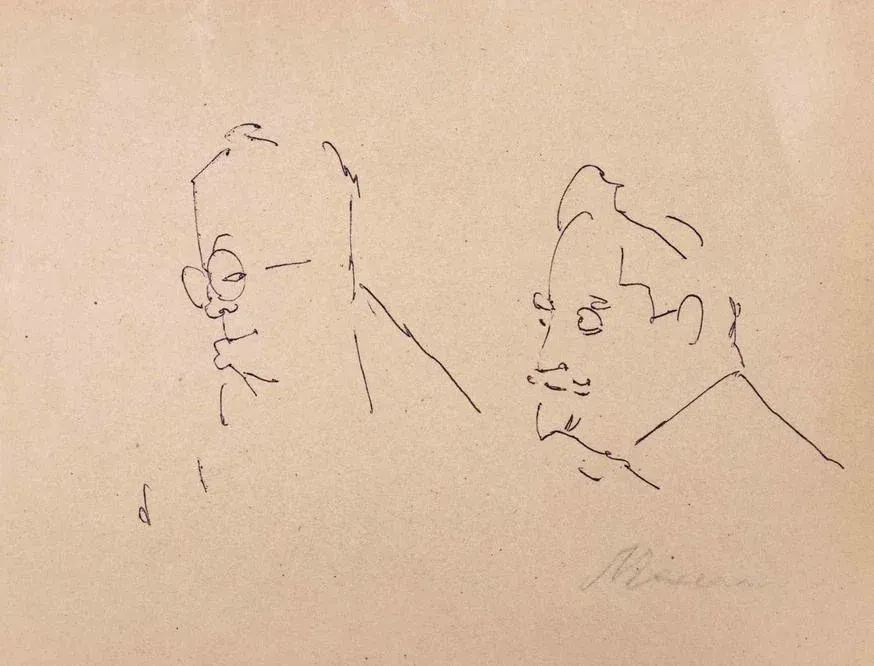Mino Maccari, Portraits, Pen Drawing, 1960s