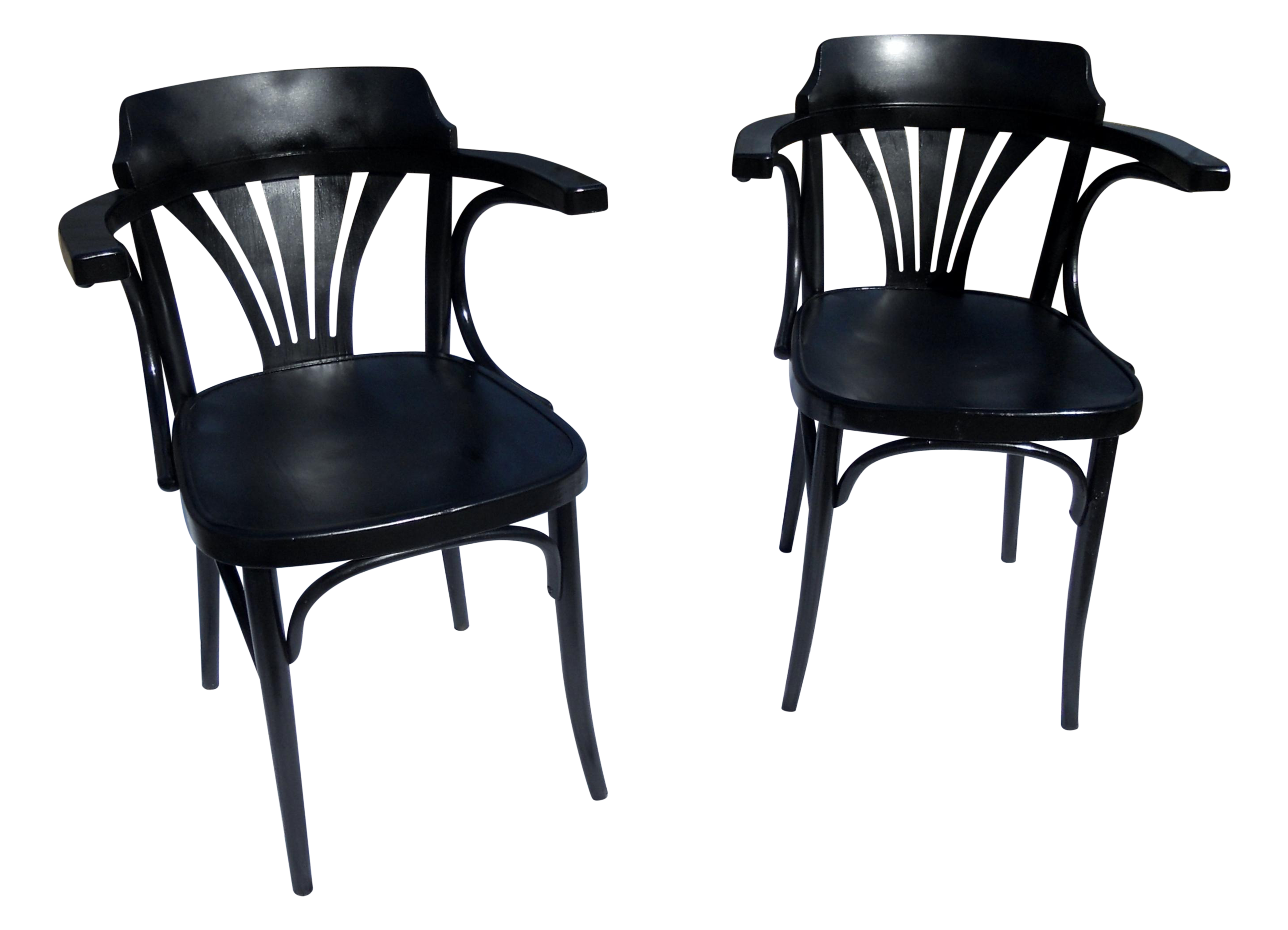 Mid Century Black Chairs Pair Chairish