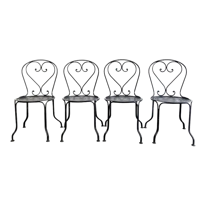 Vintage Black French Metal Outdoor Chairs Set of 4 Chairish