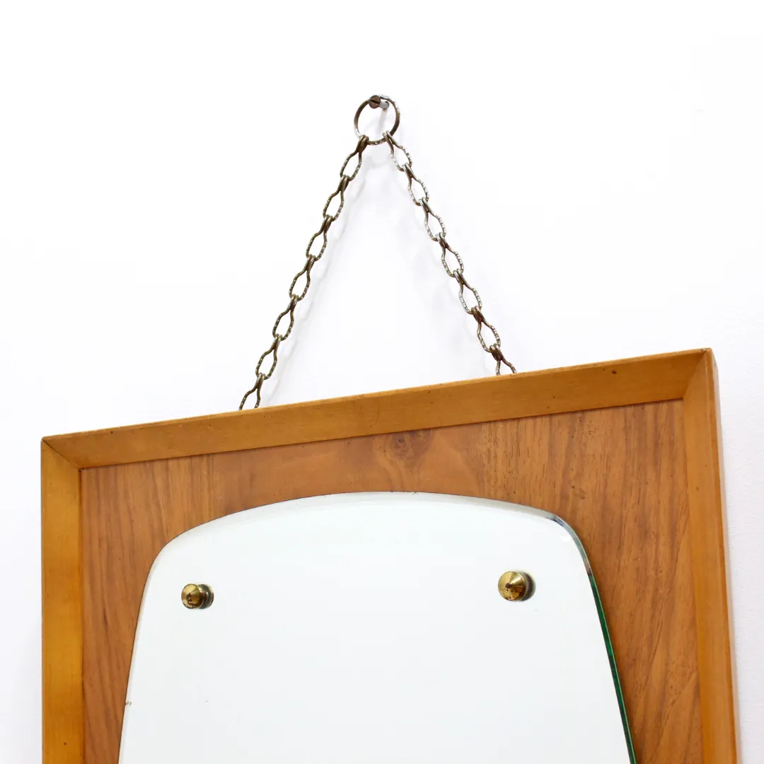 Mid Century Walnut & Oak Wall Mirror