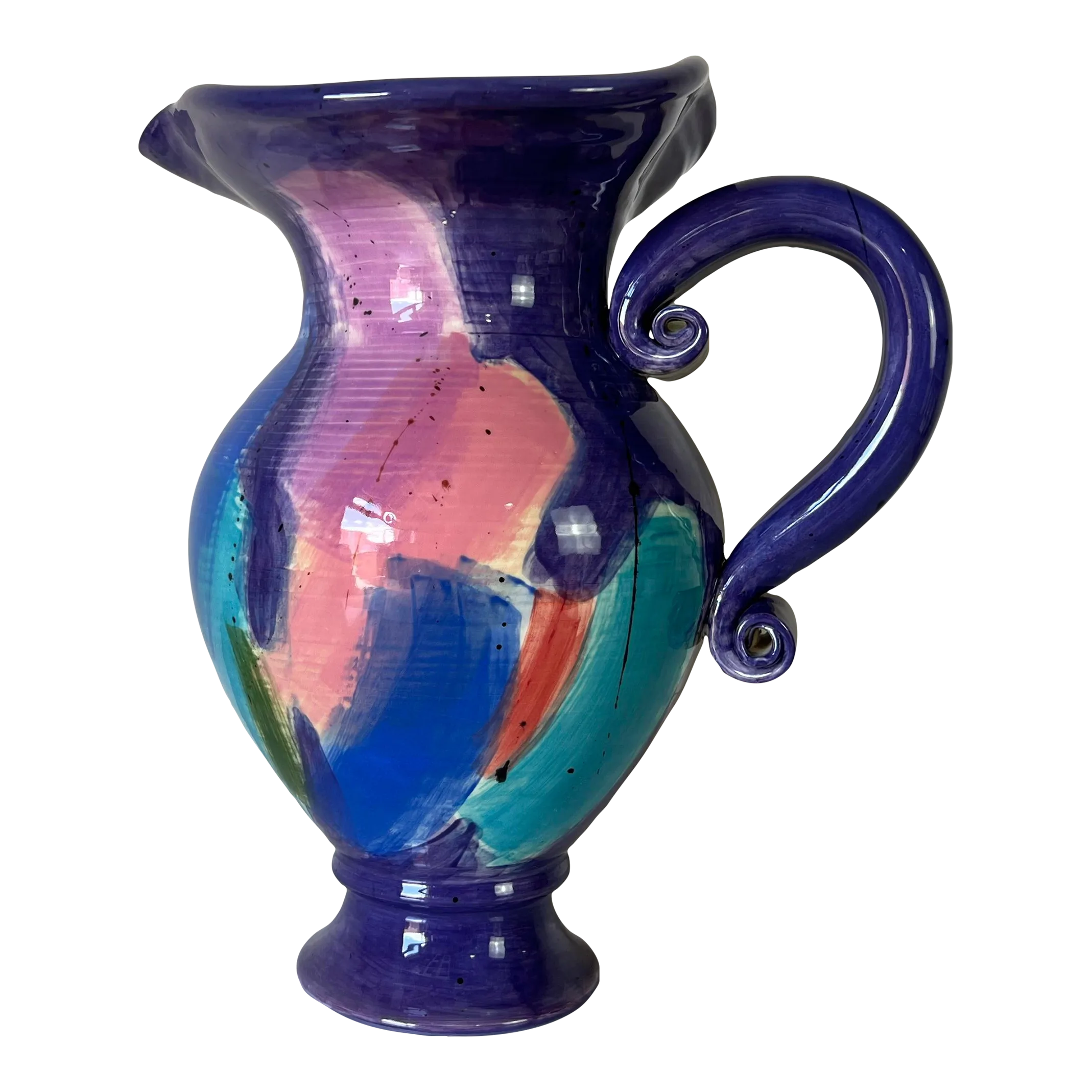 80's Vintage Art Hand Painted Abstract Pattern Decorative Ceramic