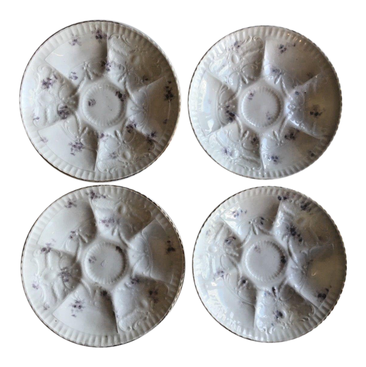 French Porcelain Oyster 9" Plates Set of 4 Chairish