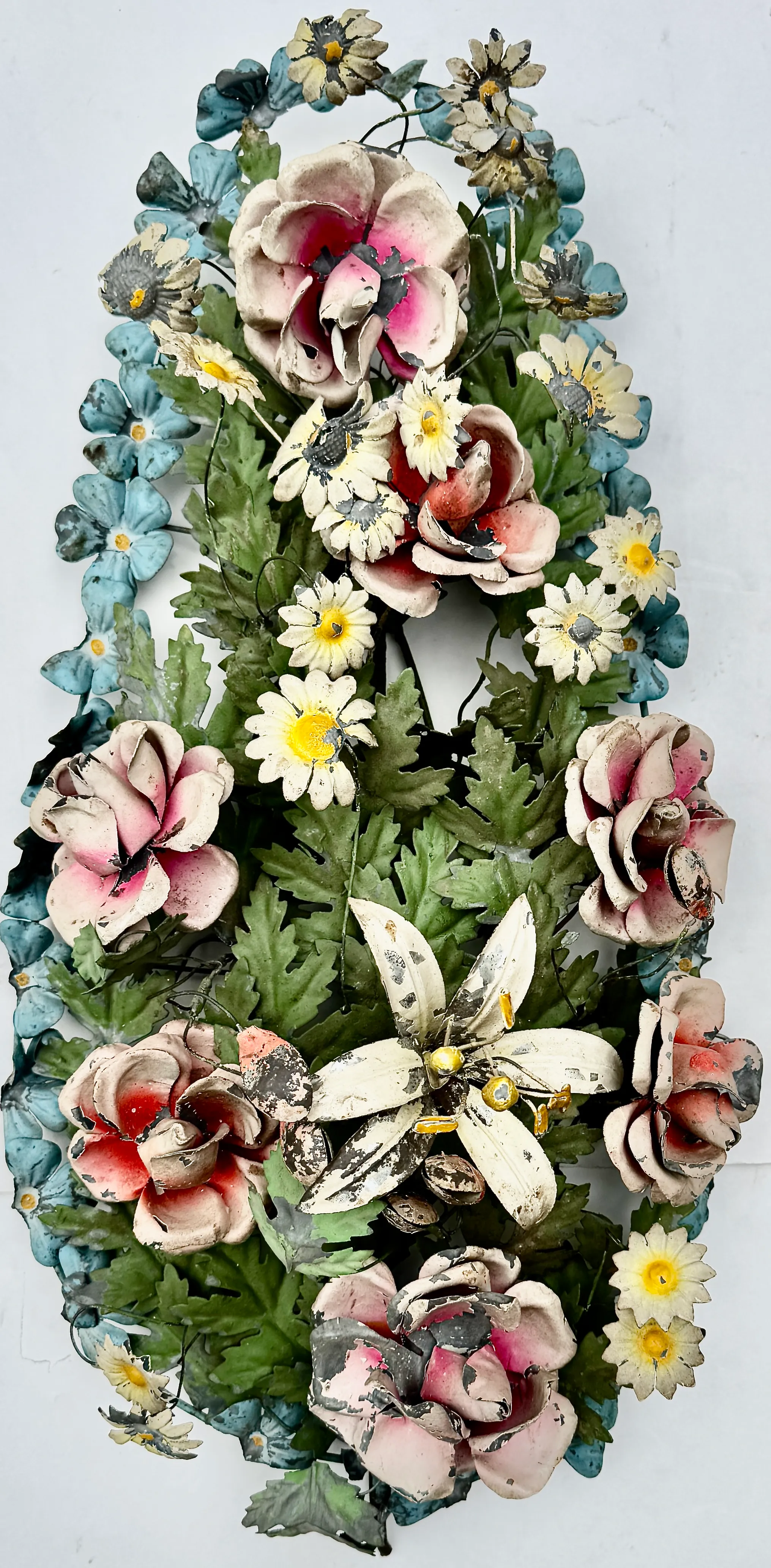 Italian Tole Floral Wall Sculptures, Pair, Circa 1950