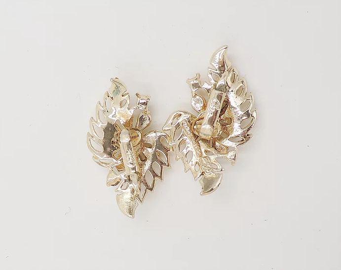 クラシック APR5545 CANNONS & FLOWERS CZIFFRA Vintage Early 1950s Signed Corocraft Rhinestone Flower Clip