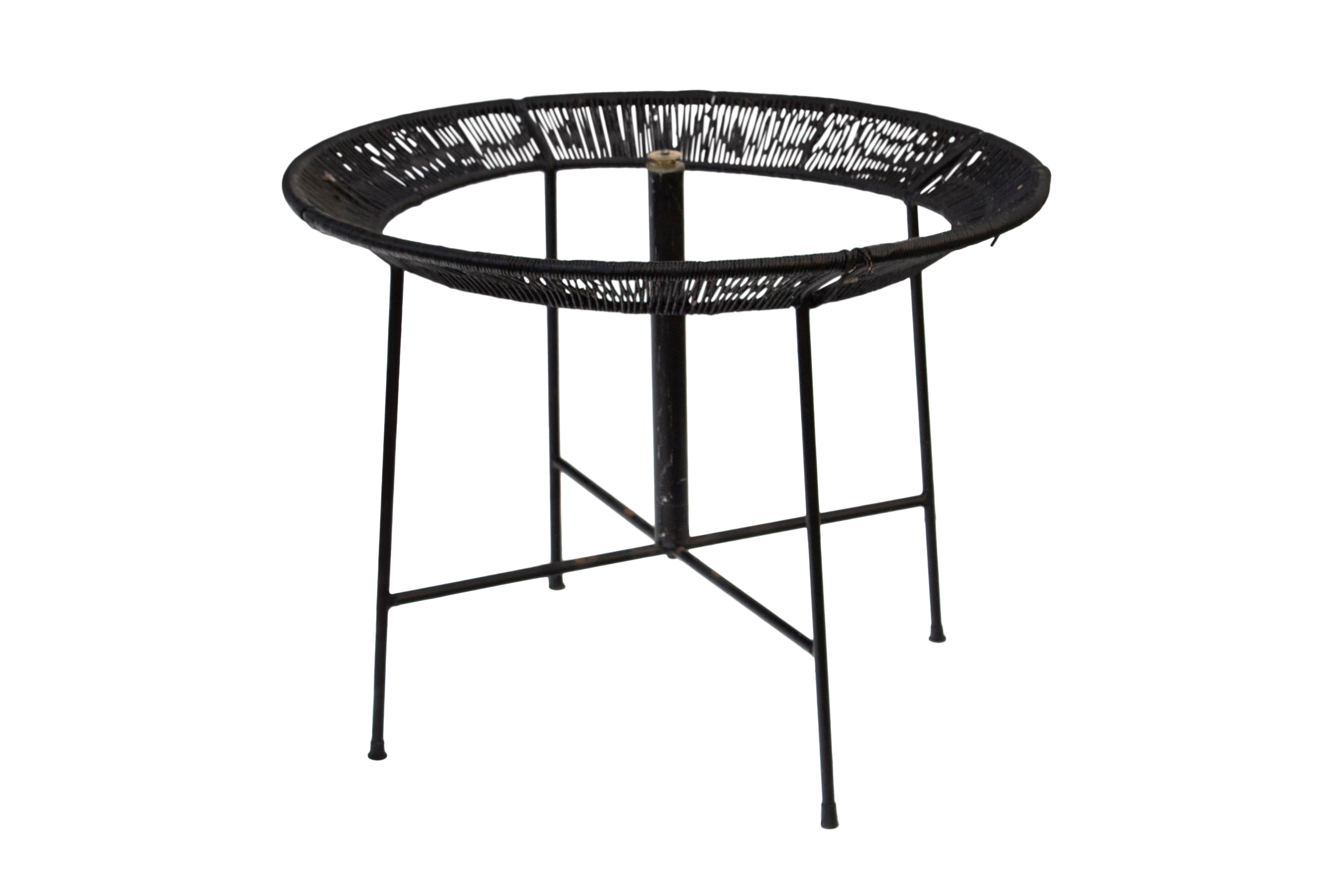Round Wrought Iron And Raffia Dining Patio Table Chairish