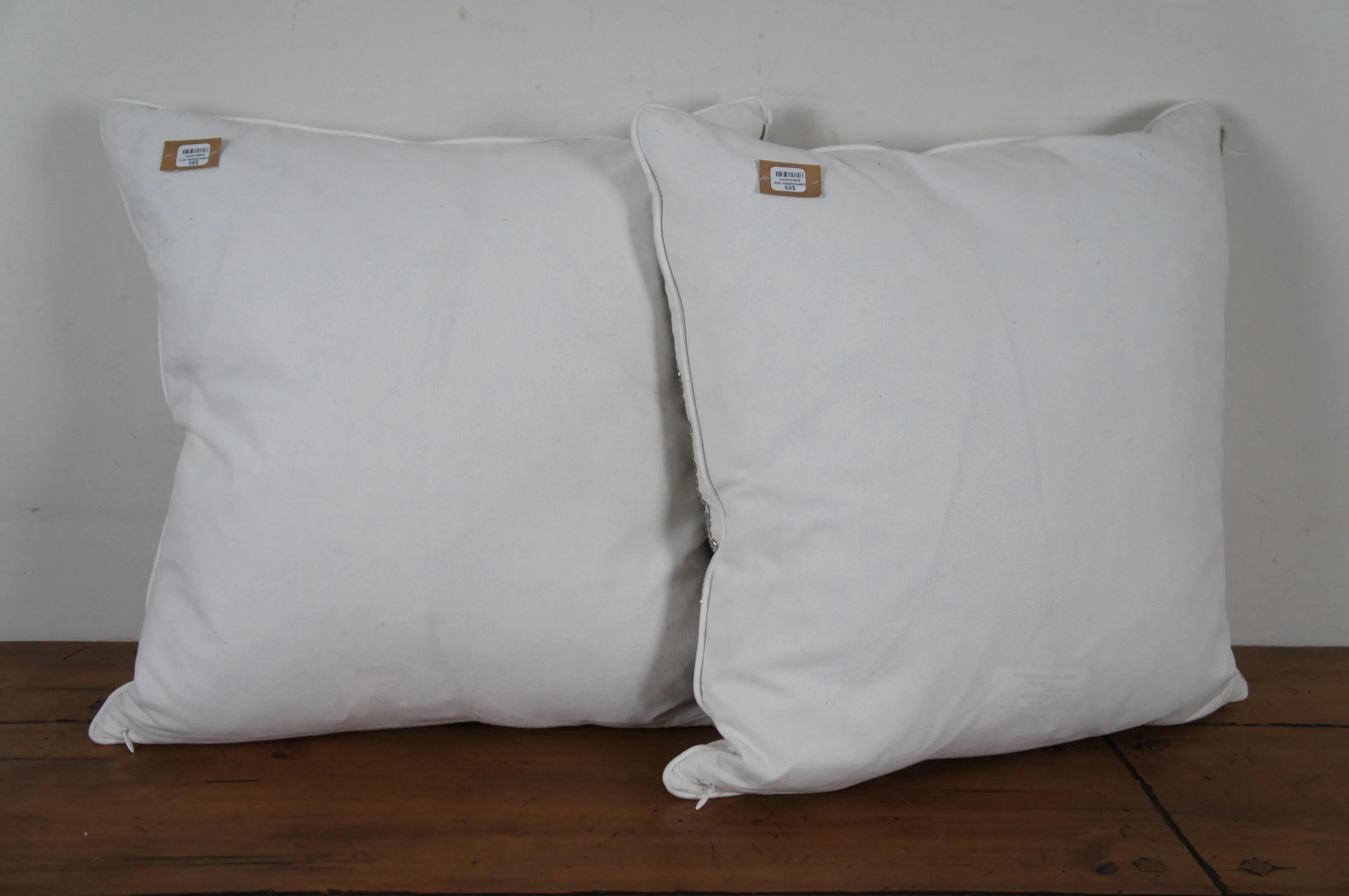 Vintage Arhaus Modern Down Filled Geometric Embroidered Silver