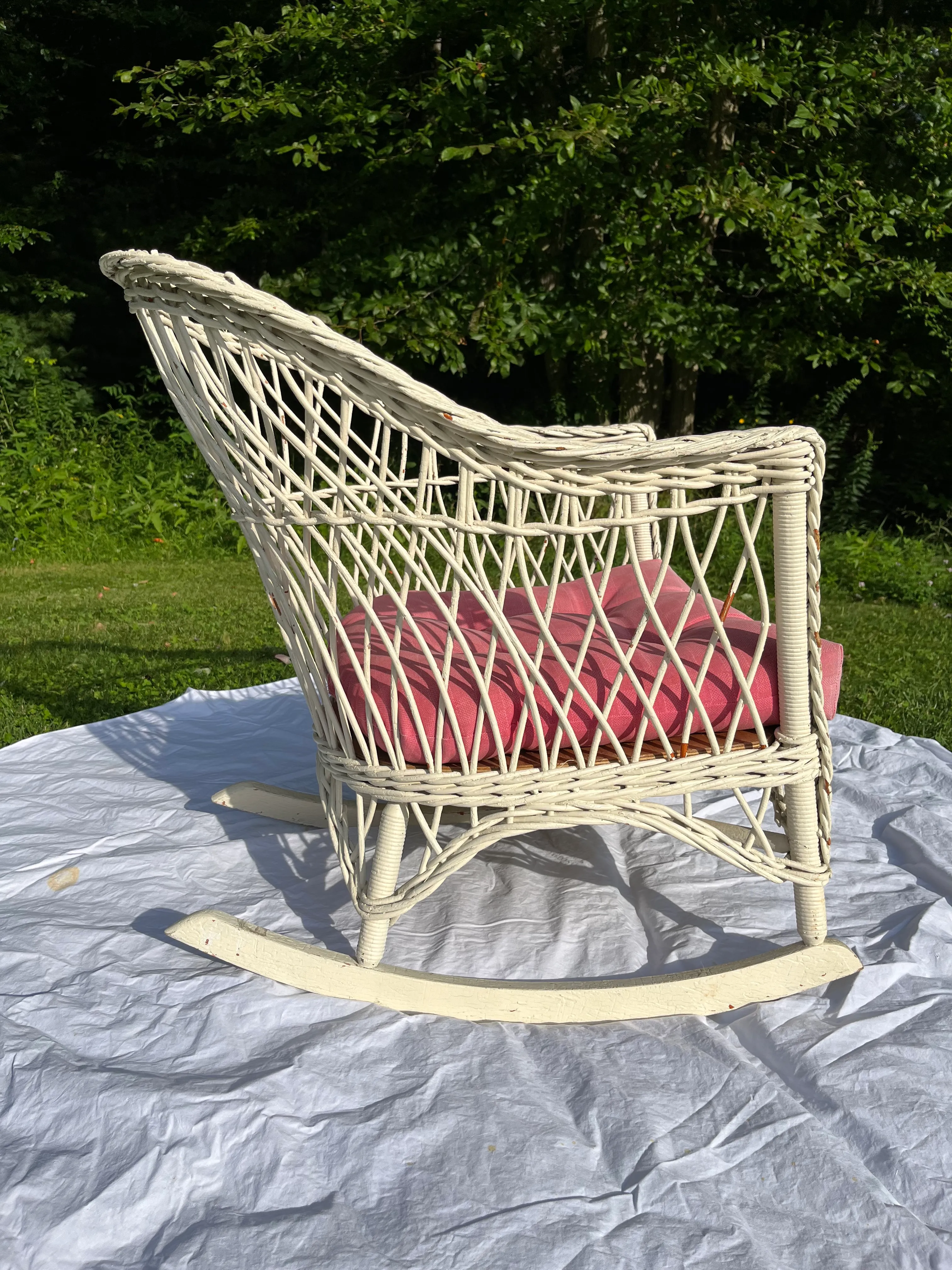 Antique White Wicker Rocking Chair Chairish