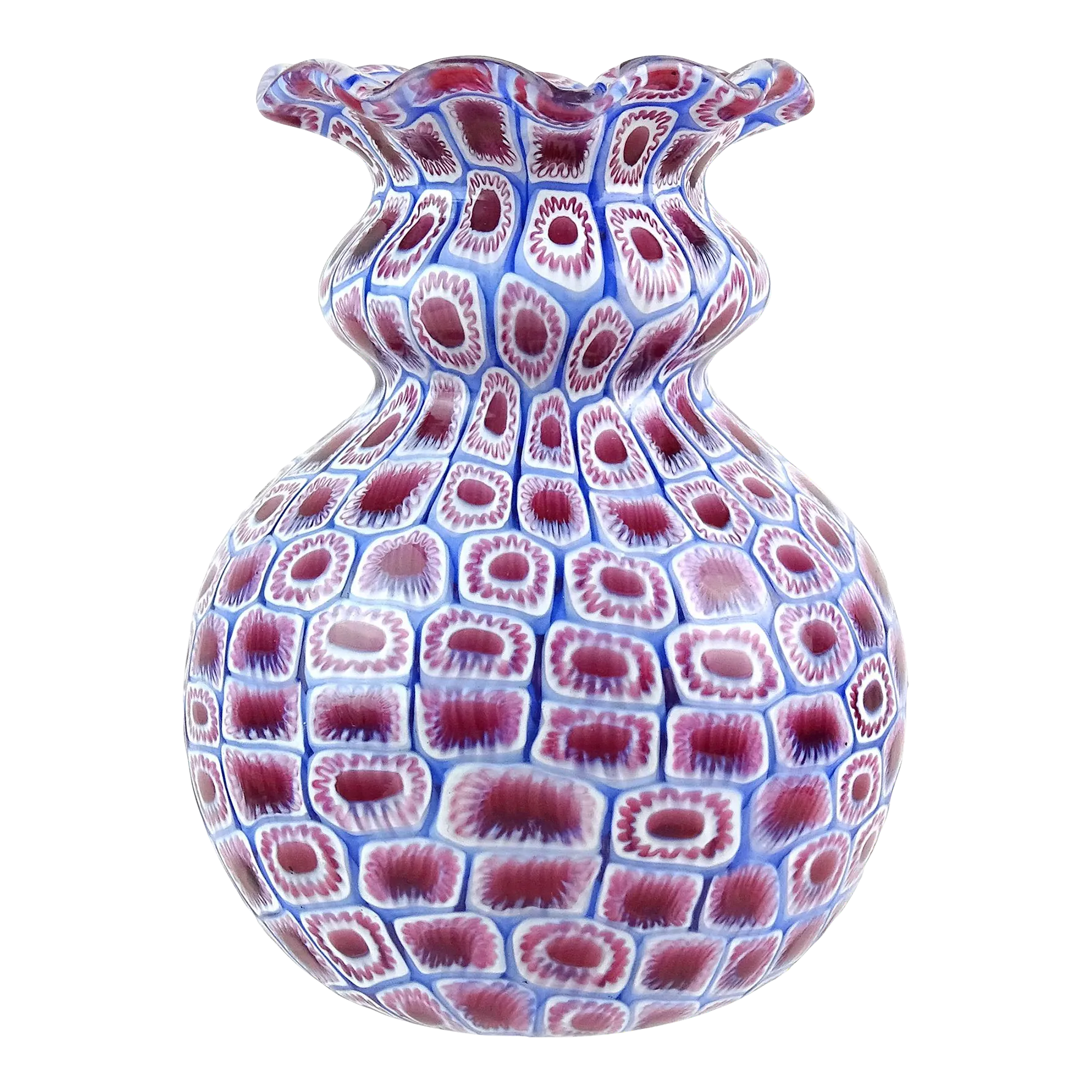 Murano Fratelli Toso Vintage Amethyst Pink Blue White Millefiori