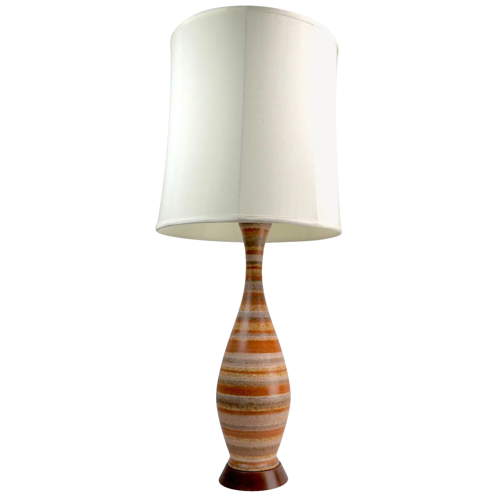 MidCentury Modern Ceramic Table Lamp With Glazed Stripped Body Chairish