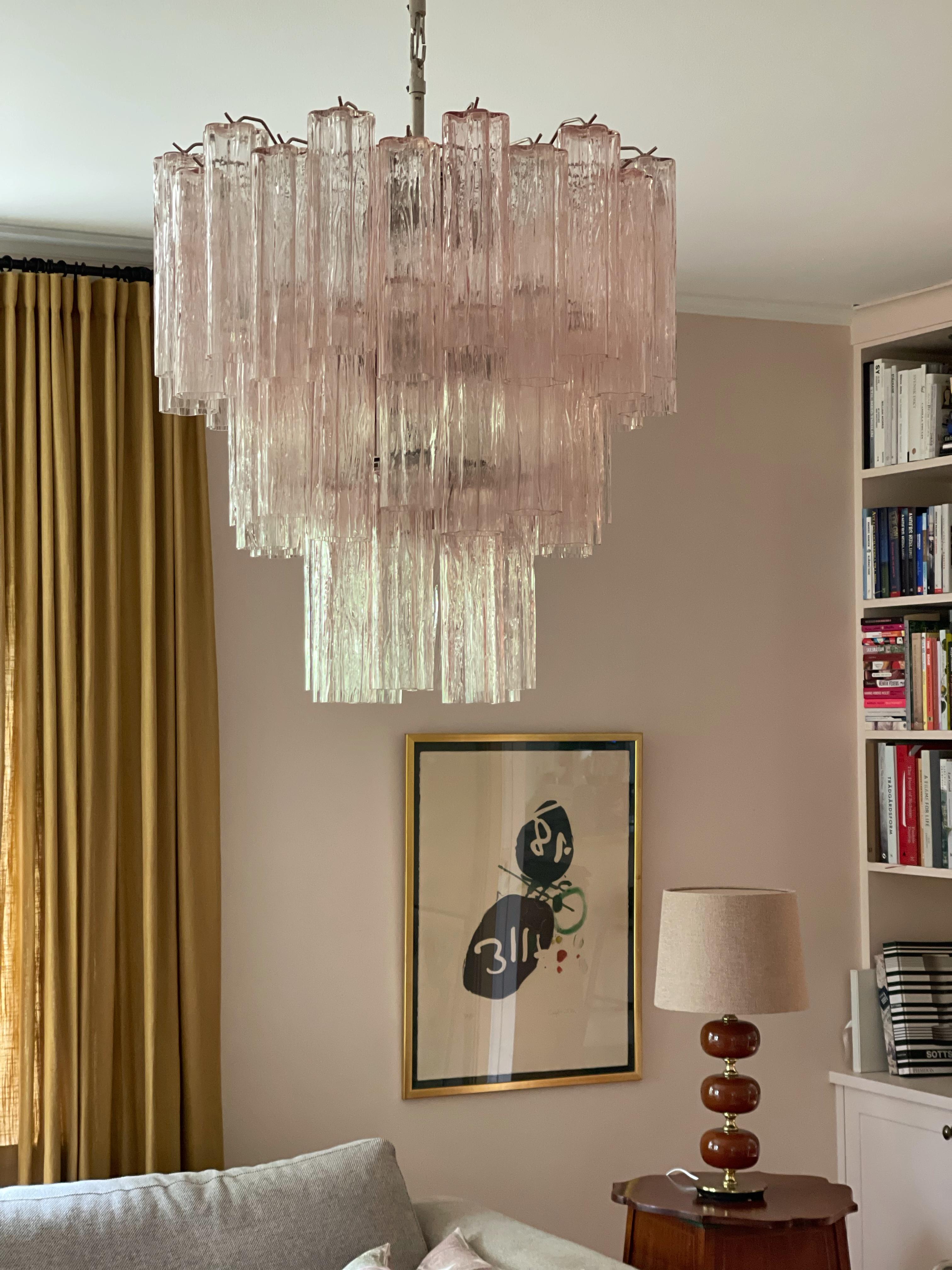 Pink Murano Glass Tronchi Chandelier