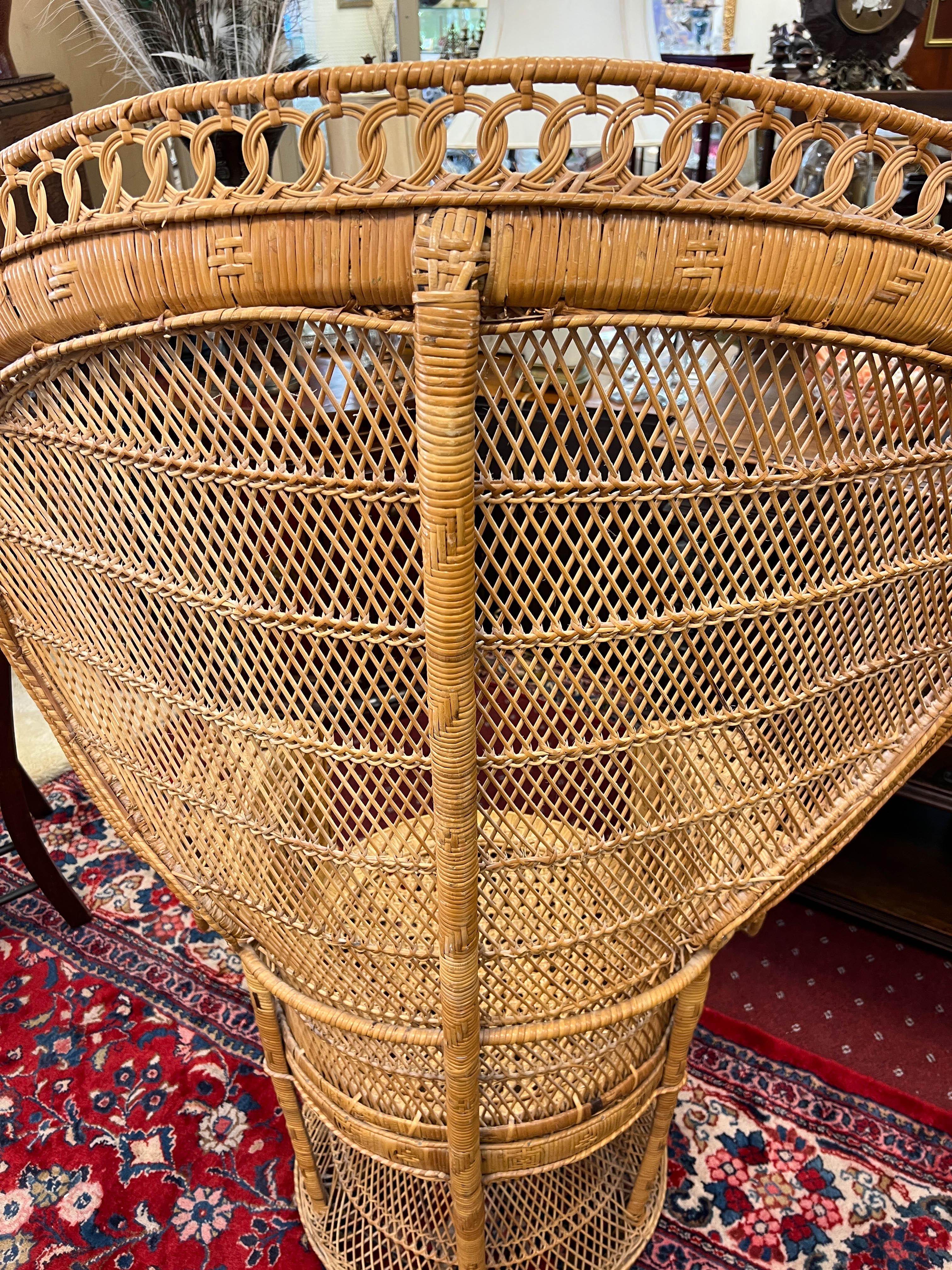Wicker Rattan Emmanuelle Peacock Chair 1960 1970