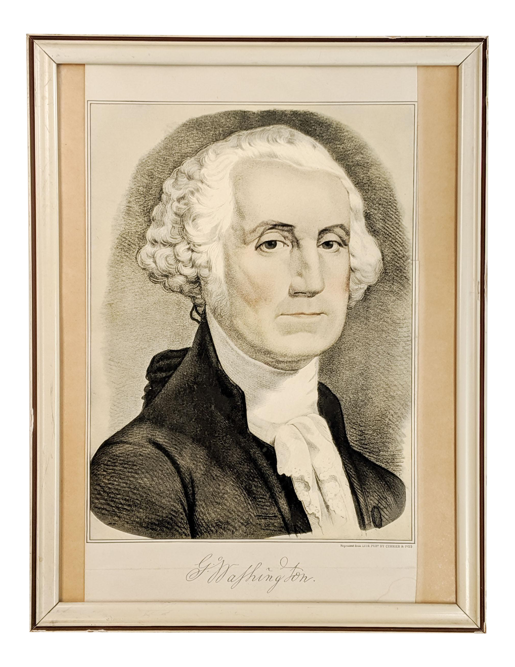 Vintage Portrait Print Of George Washington By Currier And Ives Chairish