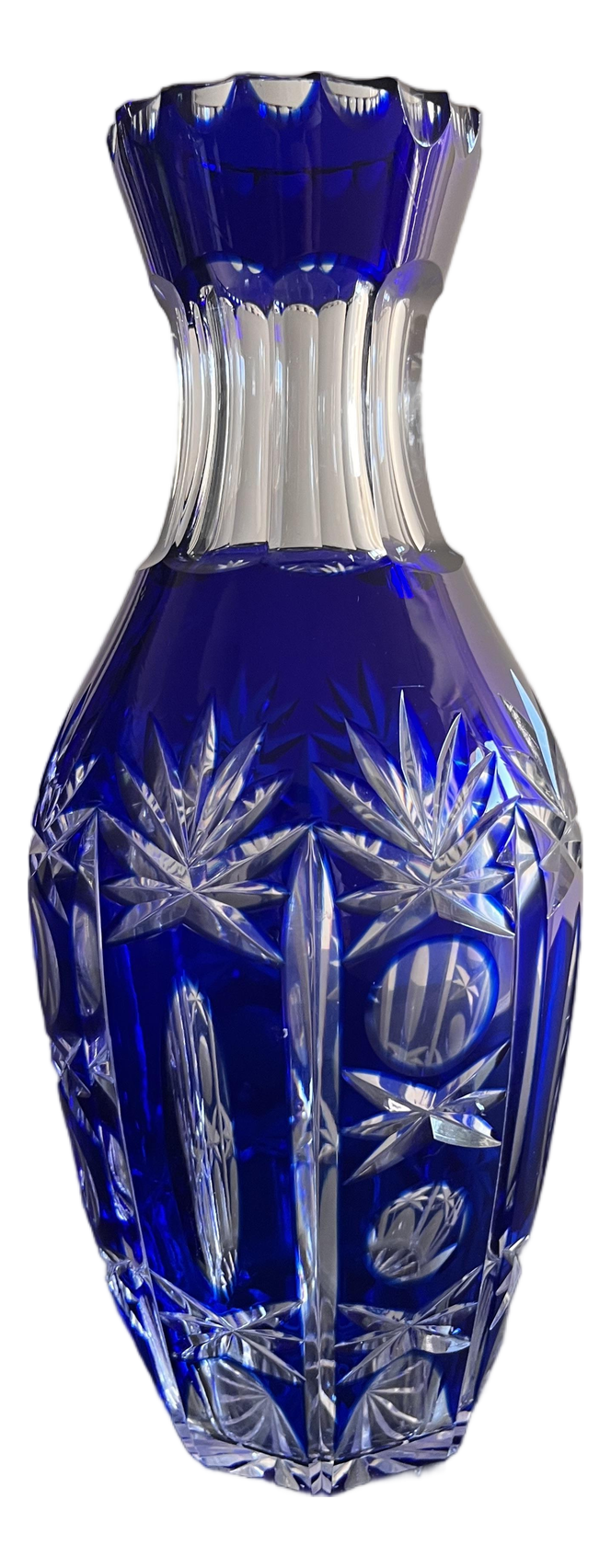 Inlaid Blue Crystal Vase, 1960s