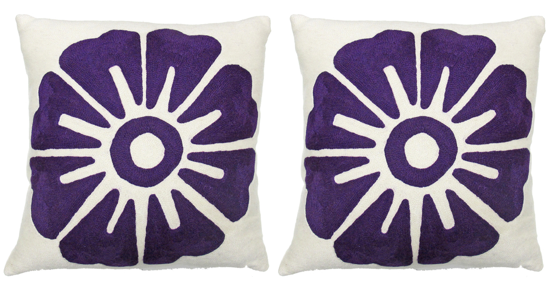 Judy Ross Purple "Big Rosette" 18x 18 Pillows 2 Chairish