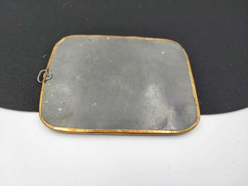 Art Nouveau Oil Print in Brass Frame, 1890s