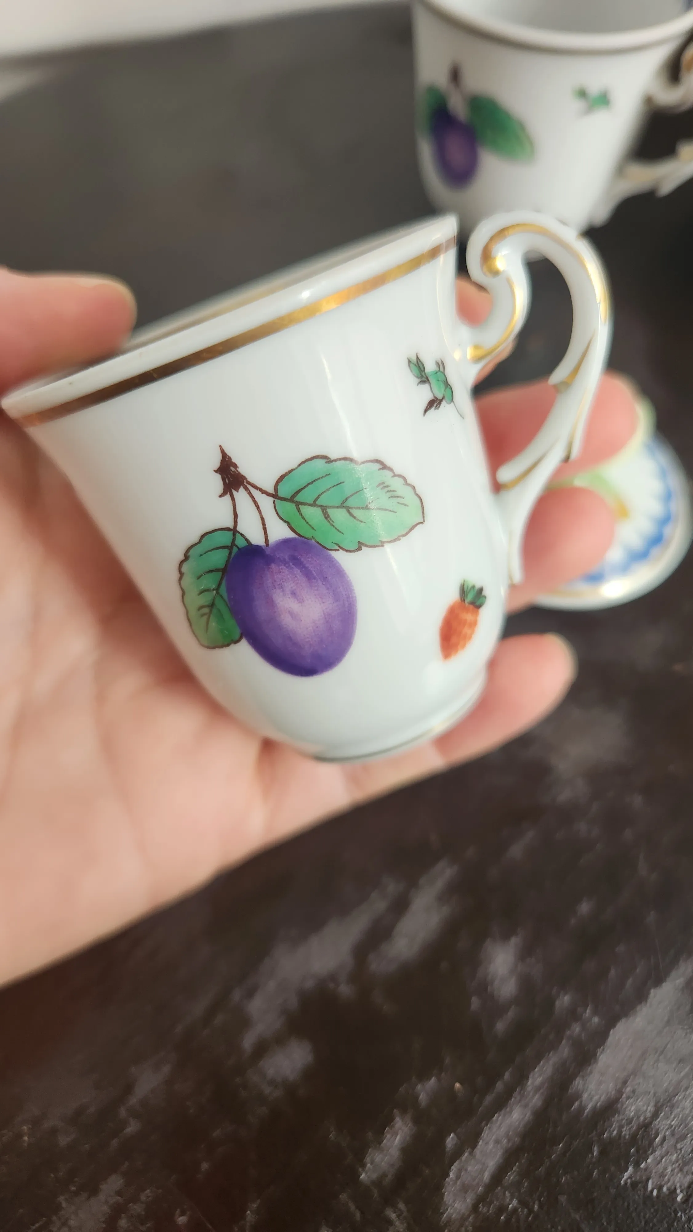 Vintage Richard Ginori, Fruit Pattern, Demitasse Set, Espresso Set