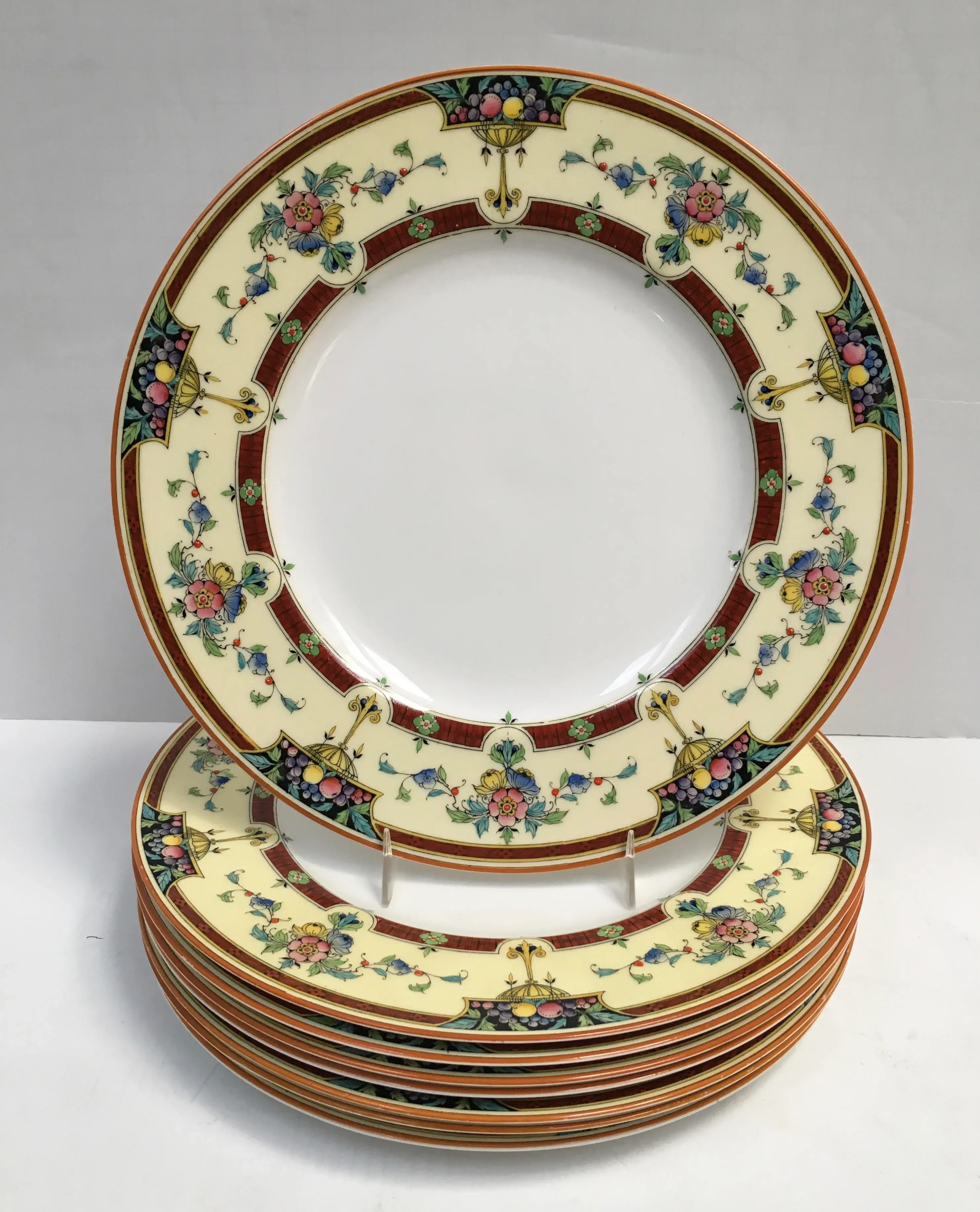 1930s Vintage Royal Worcester Orlando China Dinner Plates - Set of