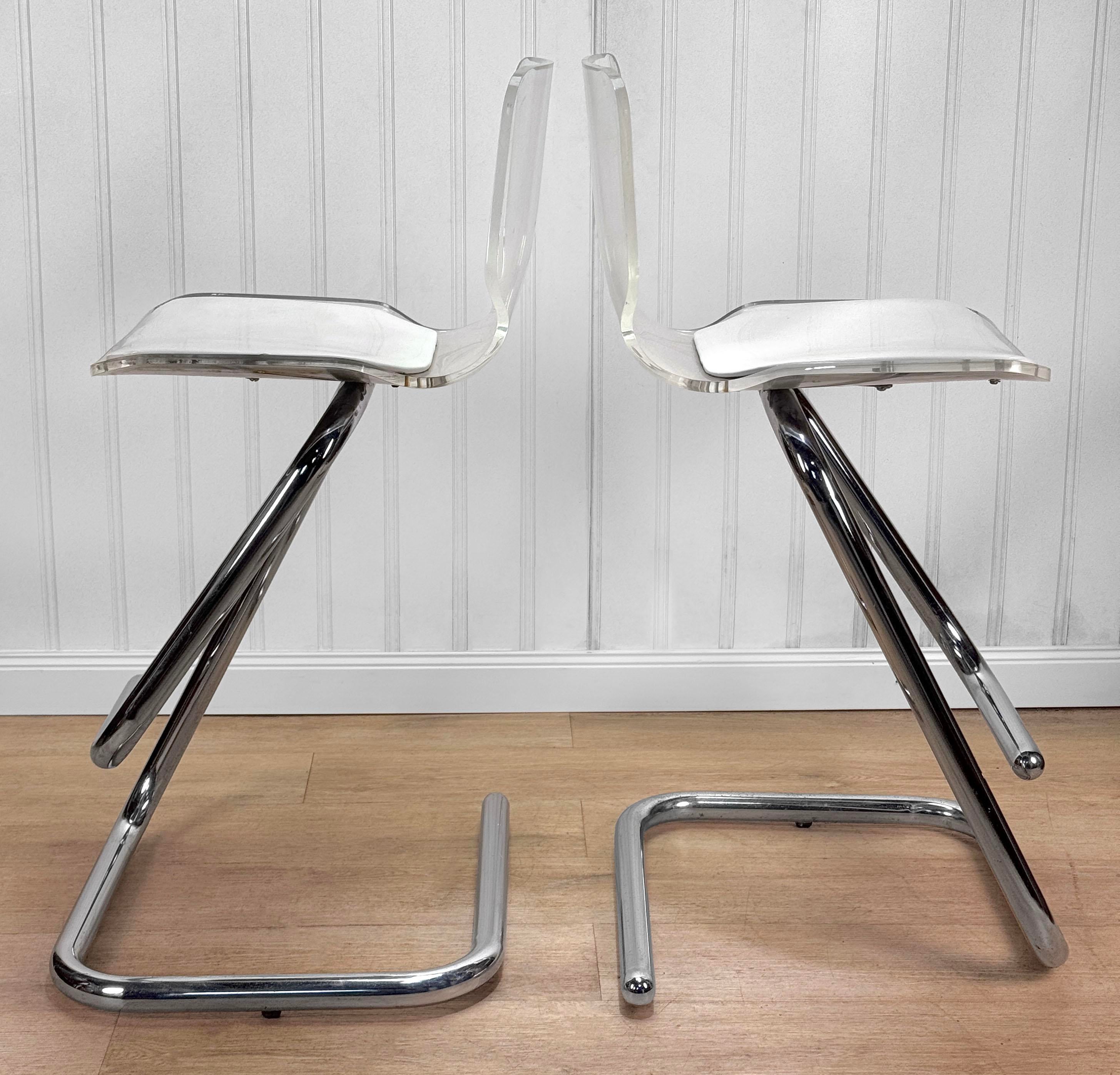 Mid-Century Luigi Bardini Lucite & Tubular Chrome Sculptural