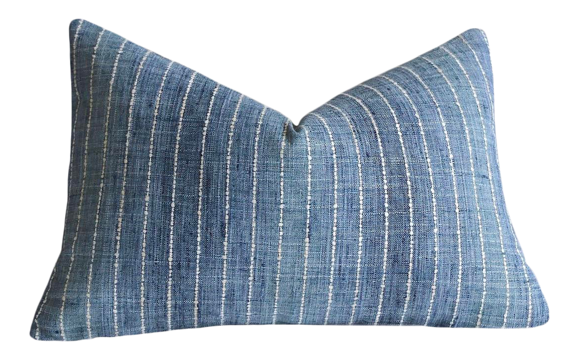 12x18 Ombré Blue Pinstripe Lumbar Pillow Cover Chairish