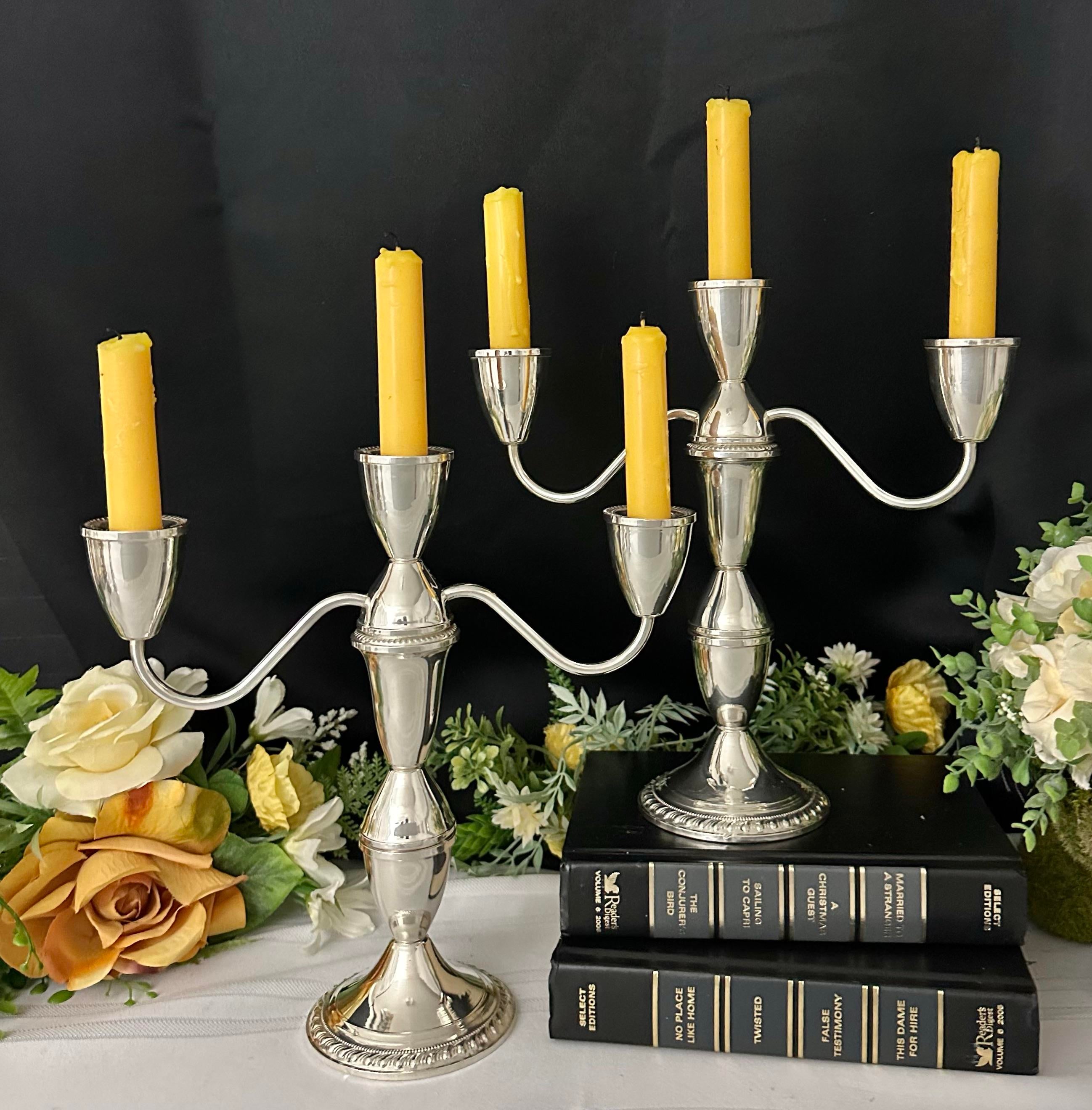 Vintage Sterling Silver Duchin Creations Candelabras - a Pair