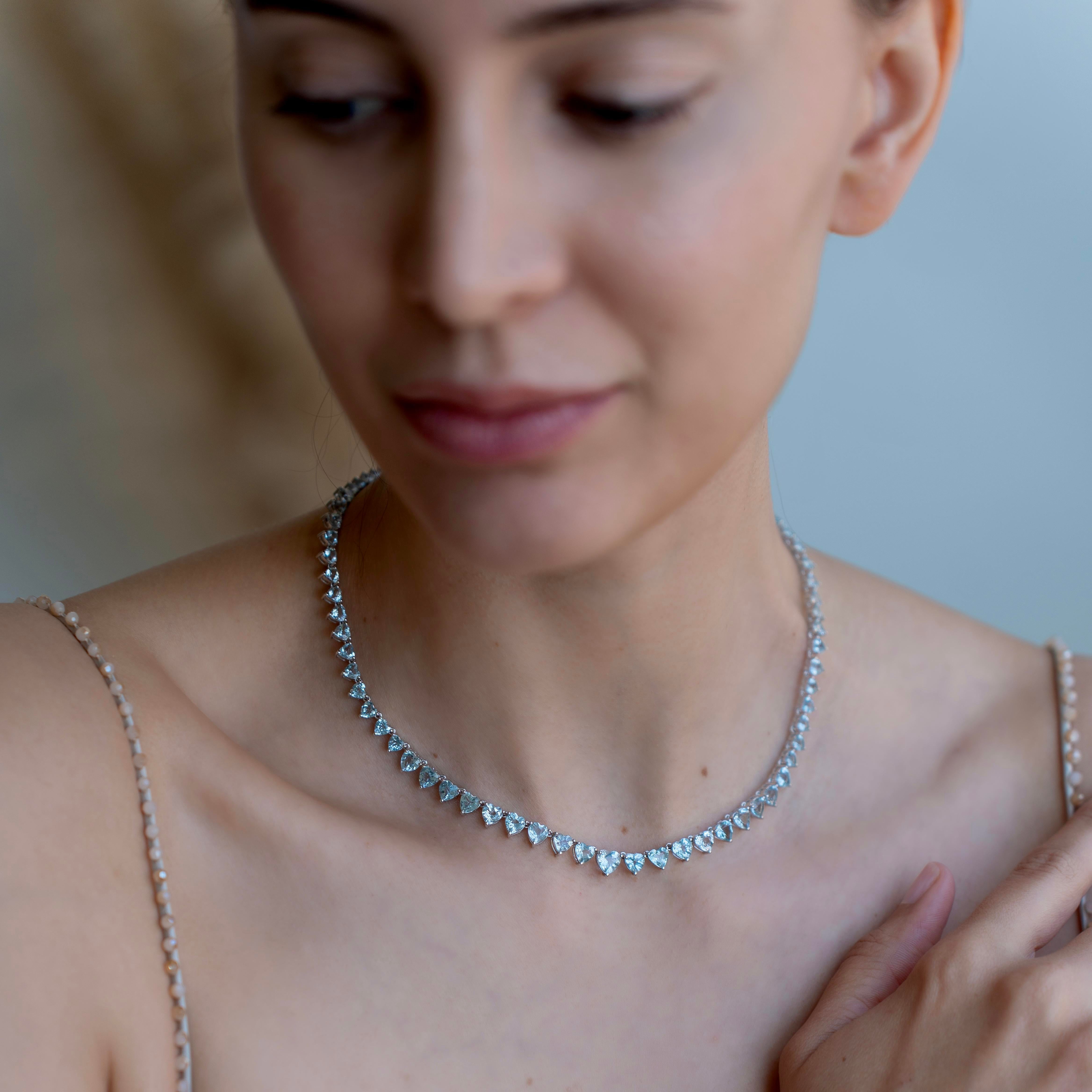 WINNER ミンホ着用 [NIRO] HEART TURQUOISE PEARL NECKLACE #55 Paraiba Tourmaline Gemstone Necklace, Aquamarine Necklace