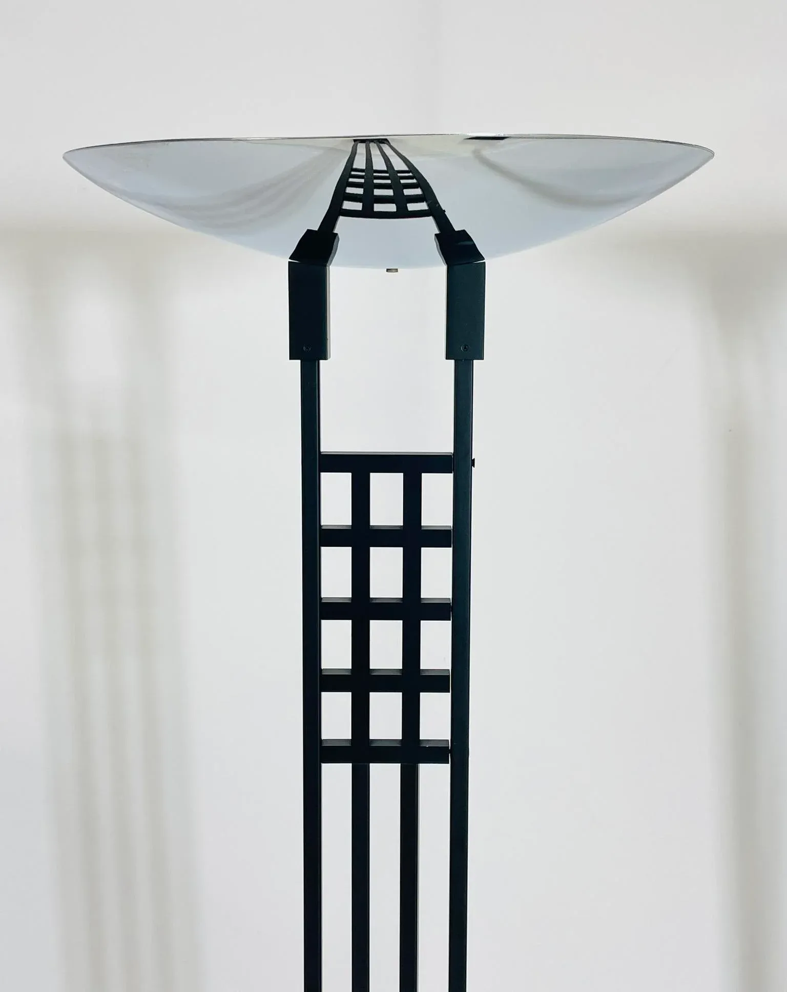 1970s a Italian Mid-Century Modern Brass and Glass Ceiling LightPair of Floor Lamps/Torchieres by Robert Sonneman for George Kovacs, Usa 1987