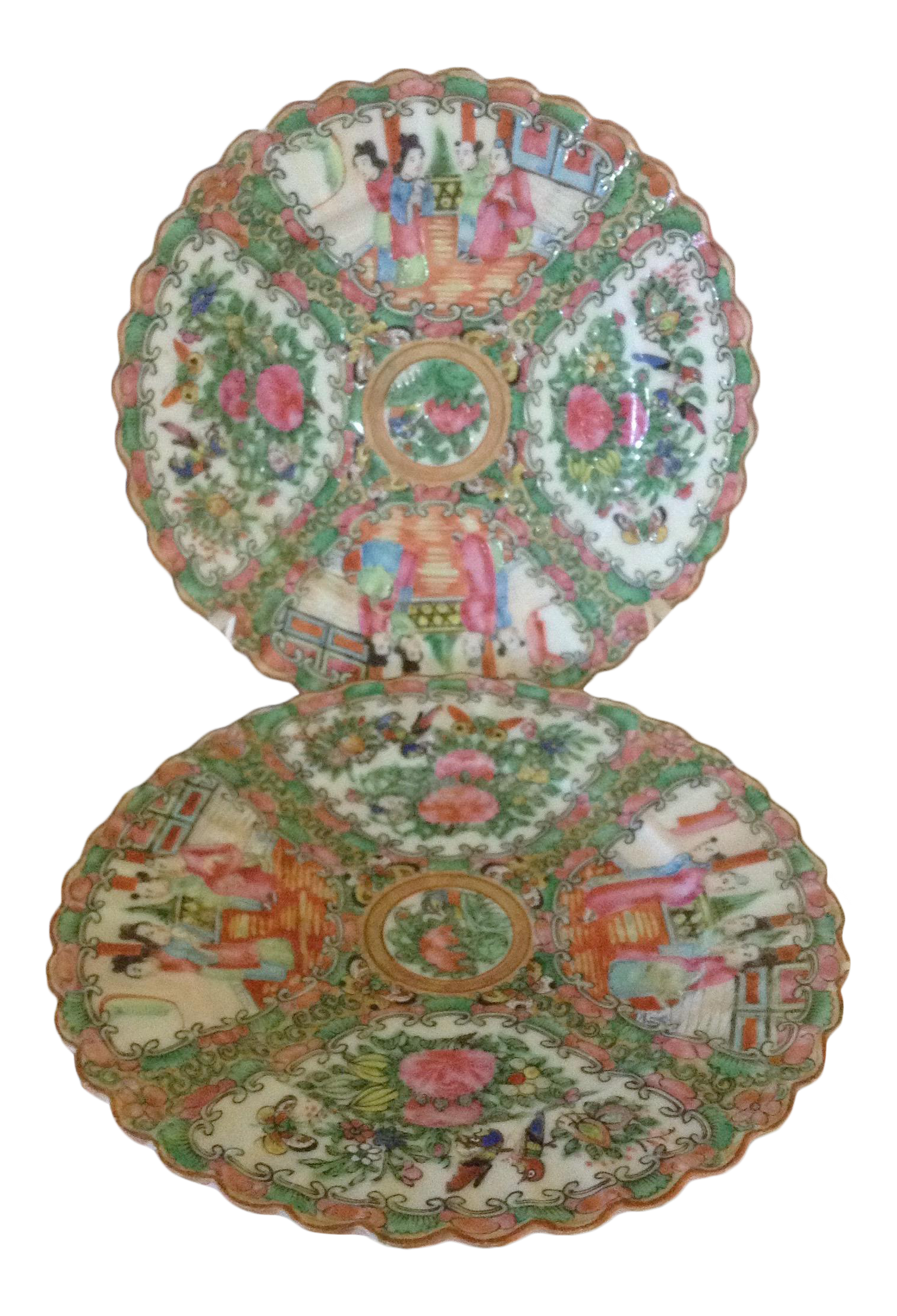 19th C. Rose Canton Plates Set of 3 Chairish