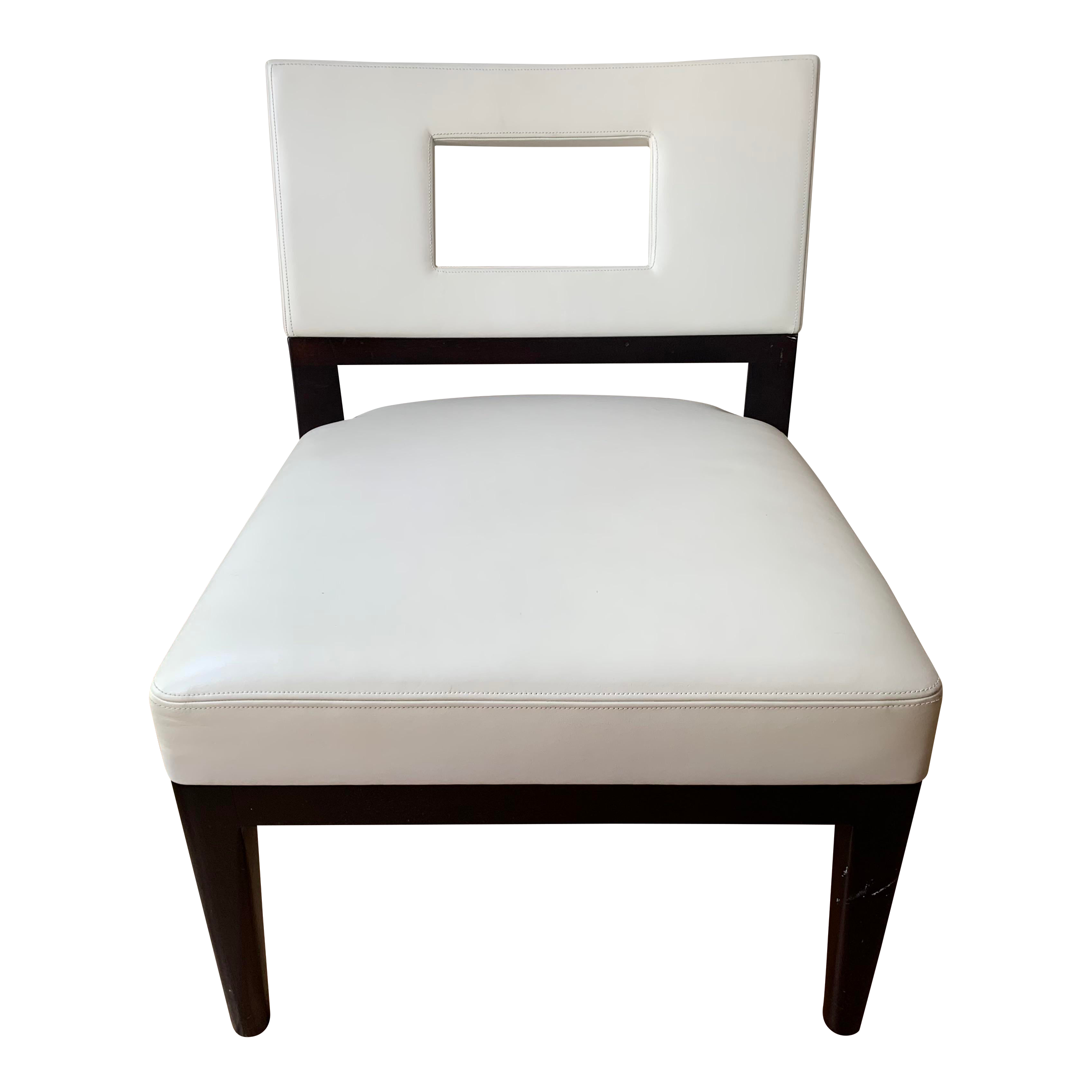 Modern White Leather Lounge Chair Chairish