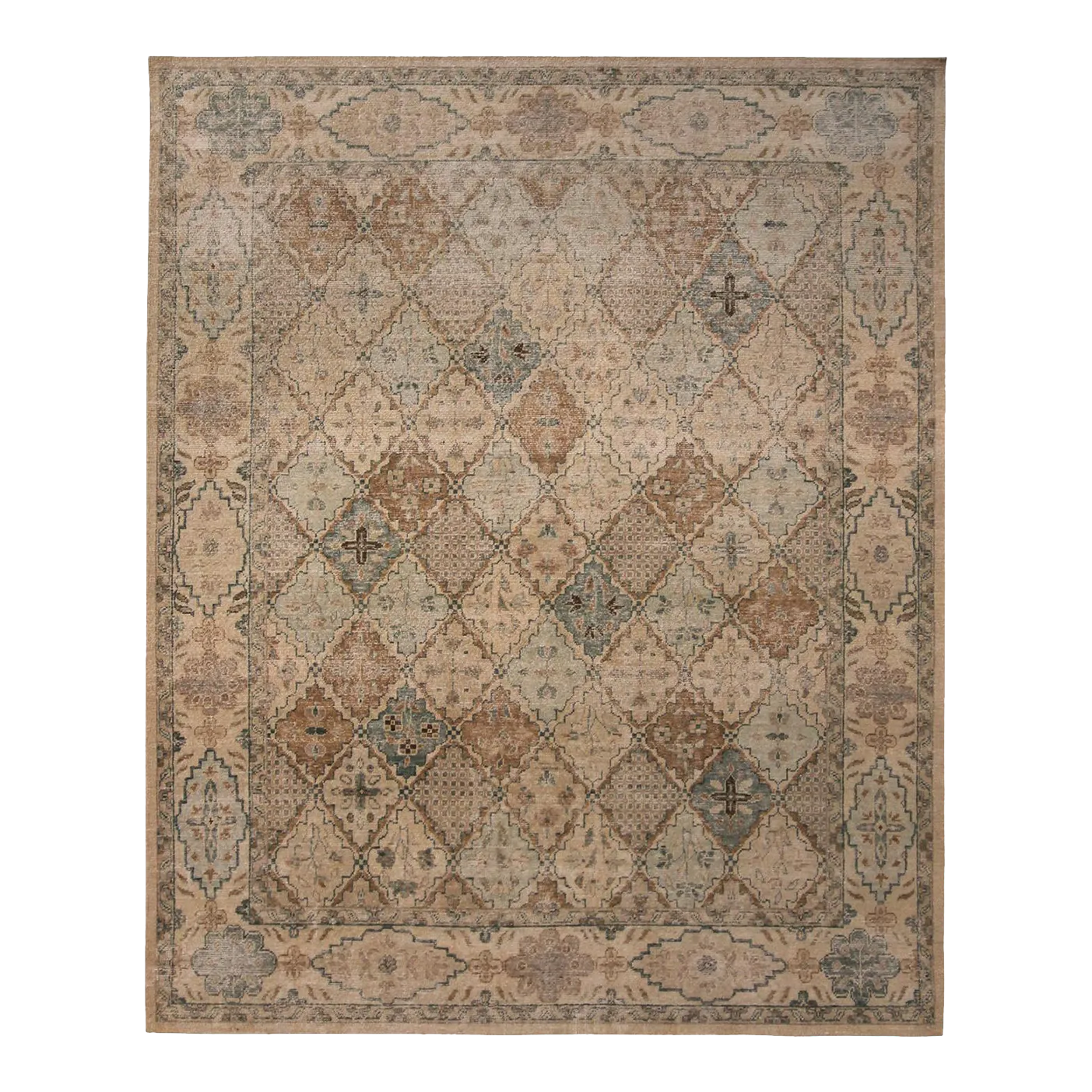 Rug & Kilim’s Bohemian Argyle Rug in Blue and Beige, 10x14